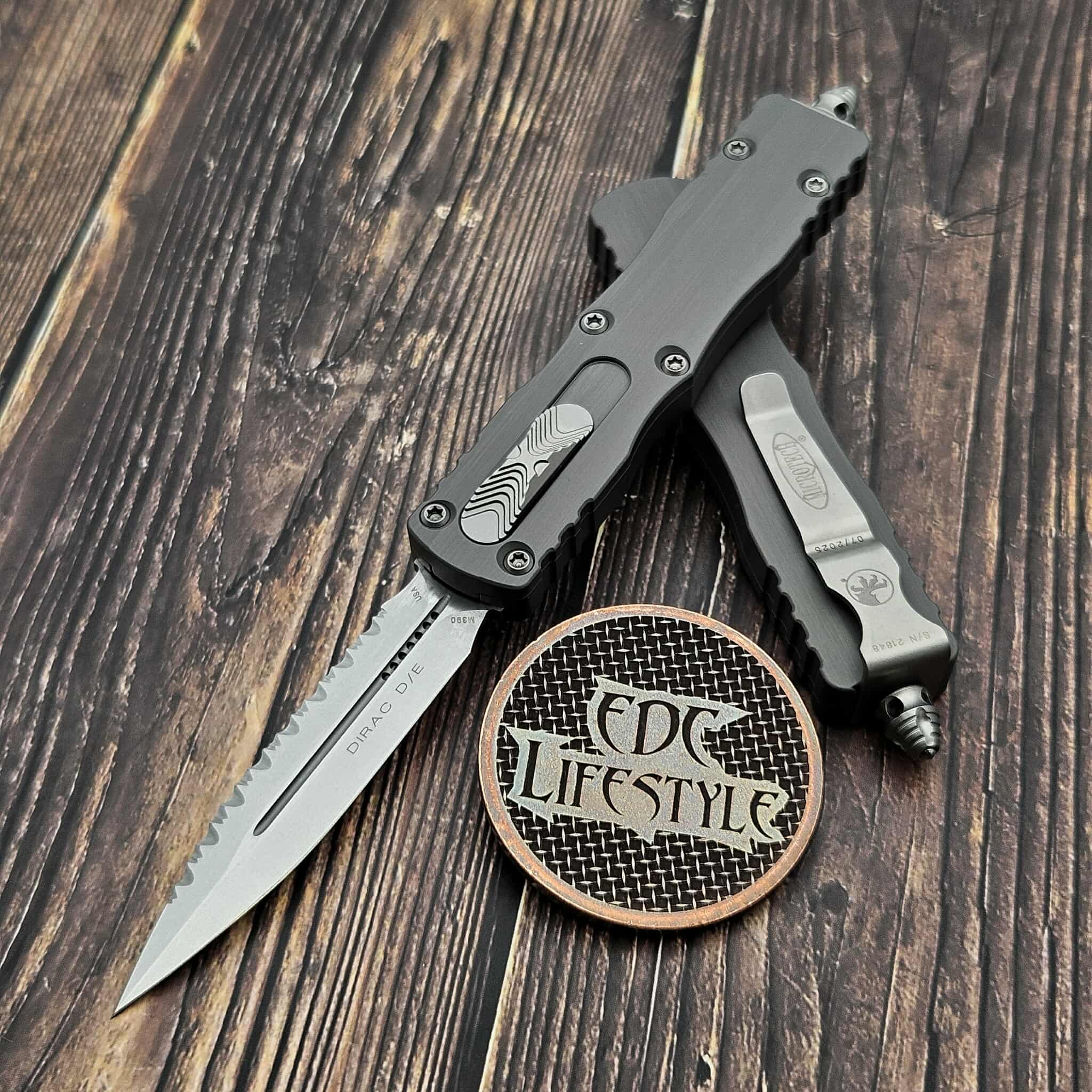 Microtech 225-12NC Natural Clear Dirac Double Edge Stonewash Full