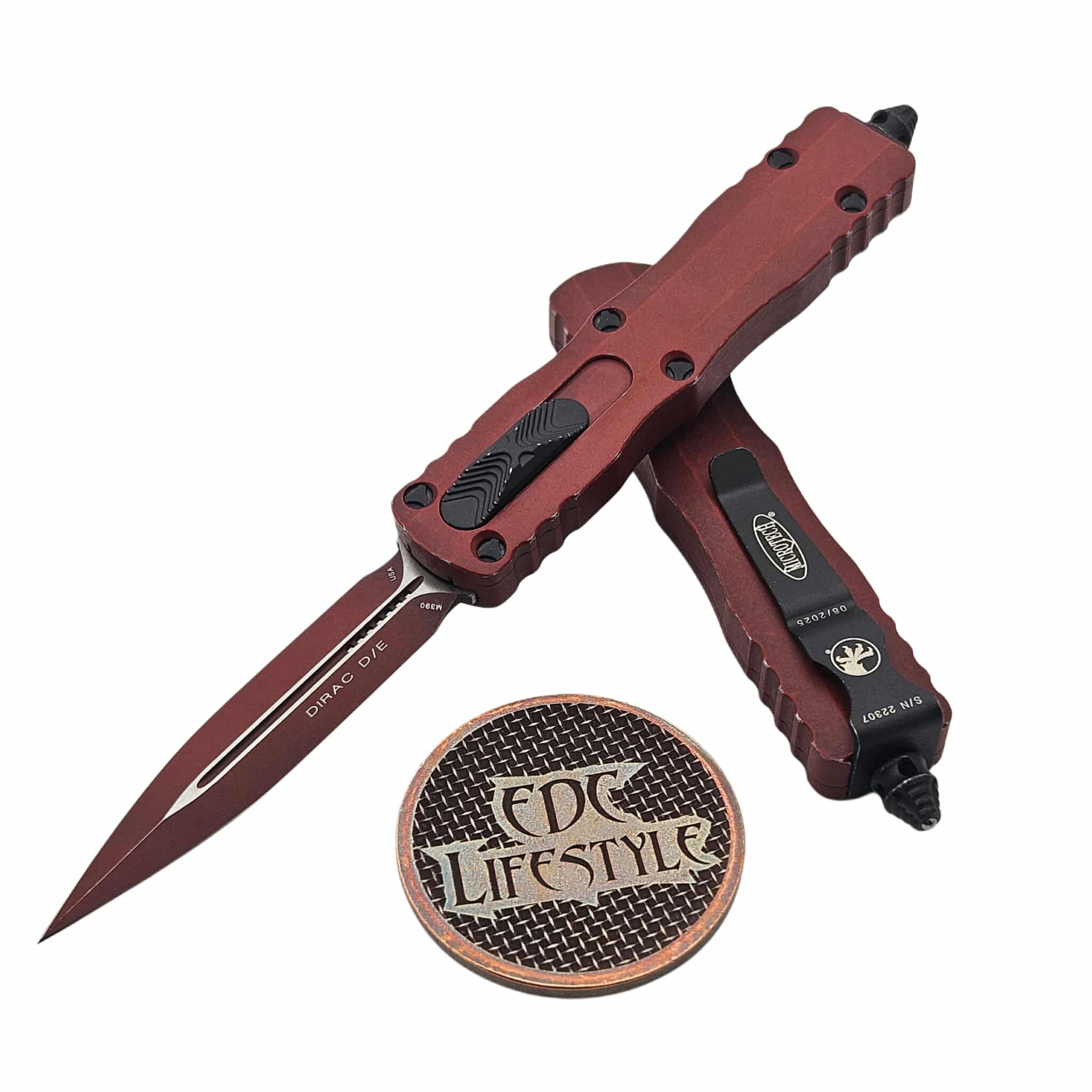 Microtech 225-1WCM Dirac Weathered Crimson Double Edgee