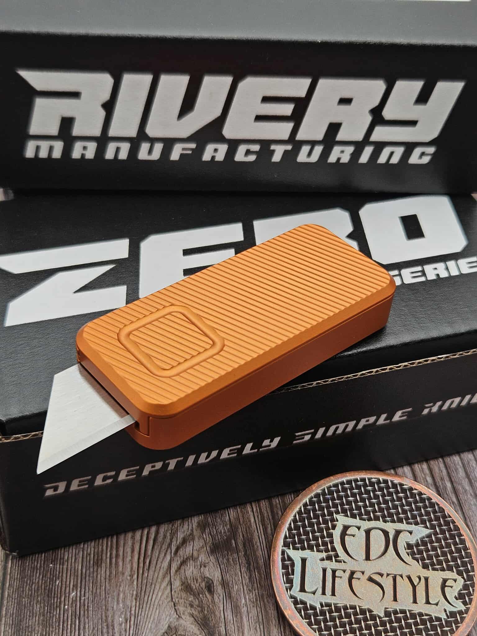 Rivery Zero File Pattern Copper Aluminum CadLabCNC Razor Blade OTF