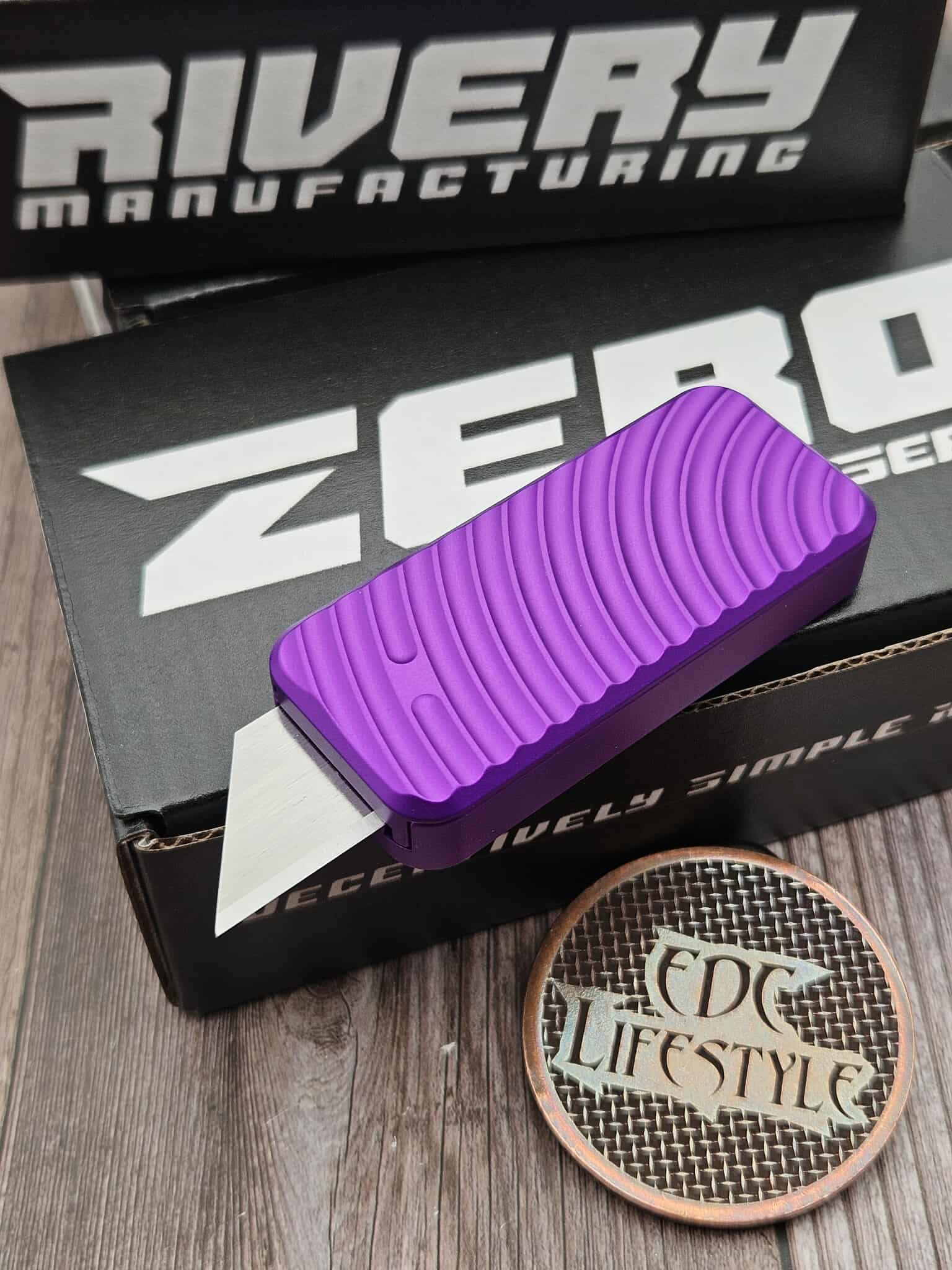Rivery Zero Original Purple Aluminum CadLabCNC Razor Blade OTF w