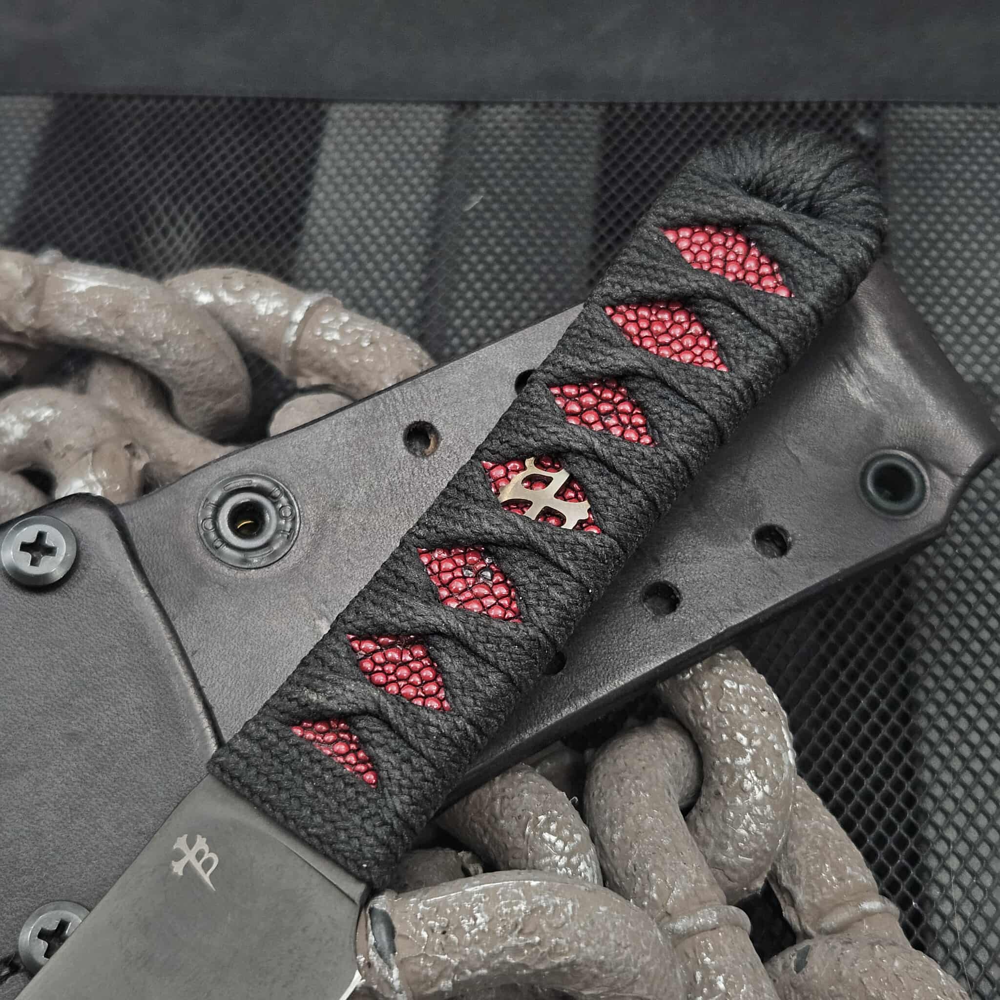 Borka Blades Slice and Dice Fixed Blade Red Stingray Tsuka Wrap