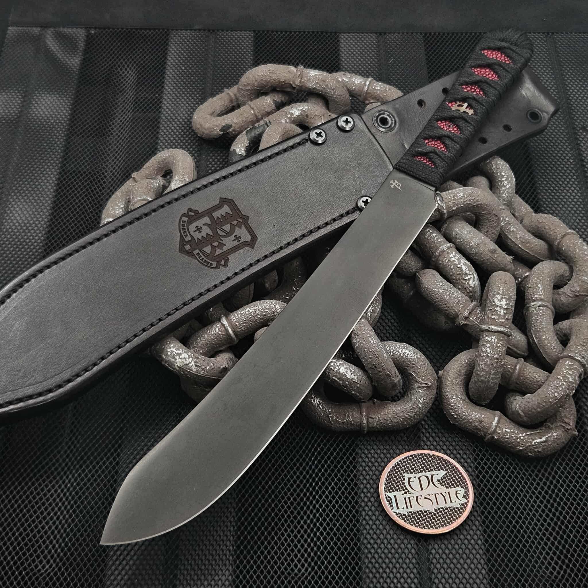 Borka Blades Slice and Dice Fixed Blade Red Stingray Tsuka Wrap