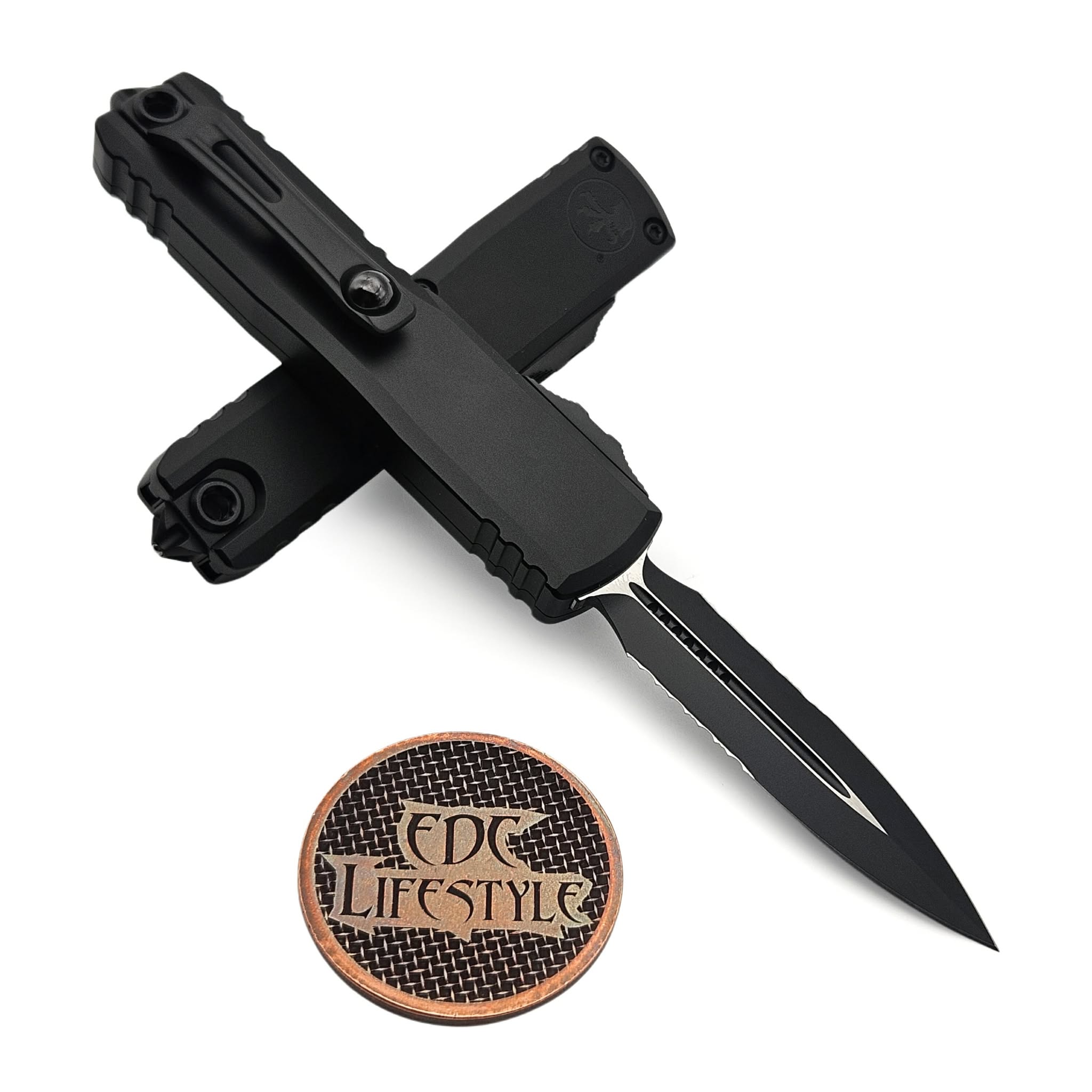 Microtech UTX-85 Gen IV Black Tactical D/E Partial Serrated 3.10