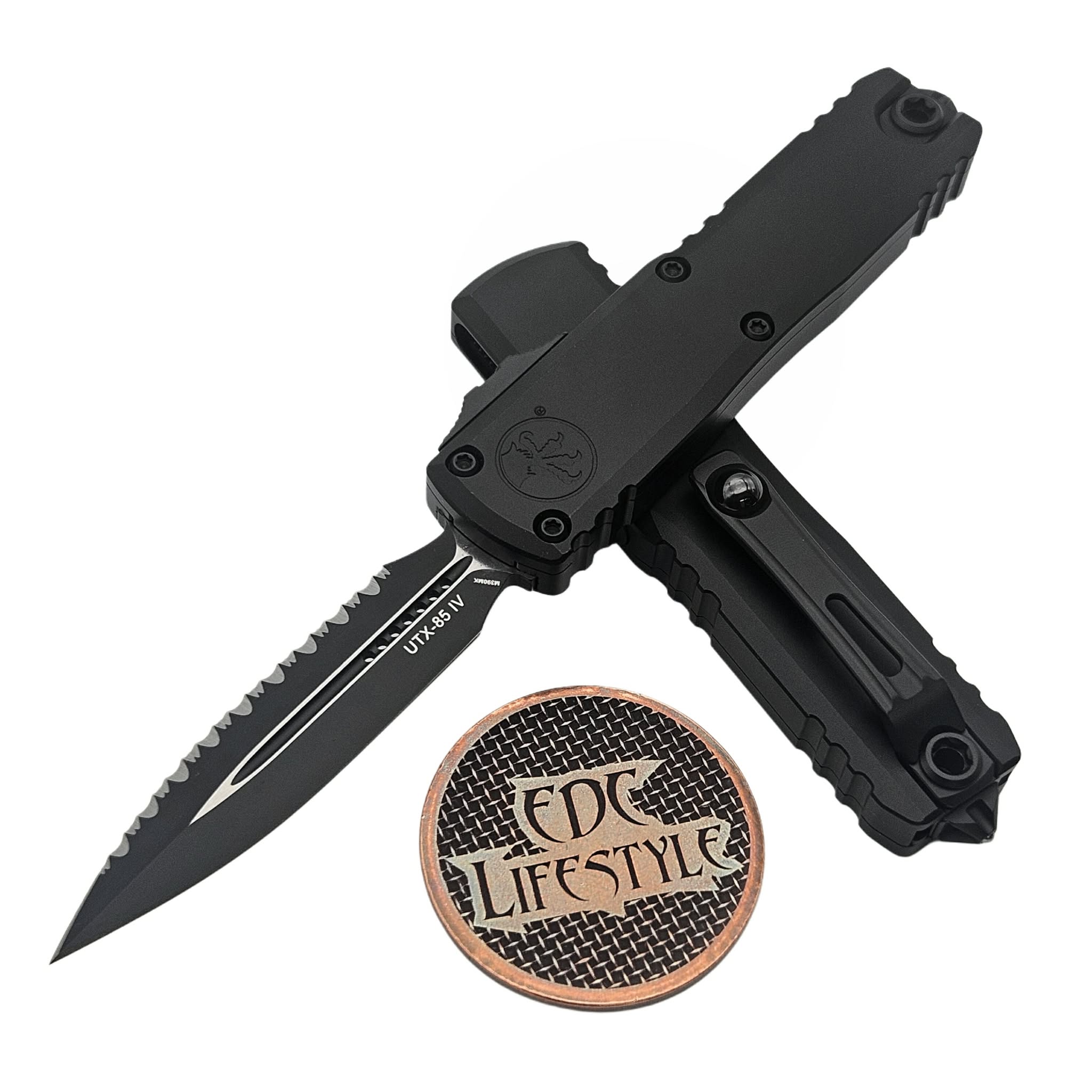 Microtech UTX-85 Gen IV Black Tactical D/E Full Serrated 3.10