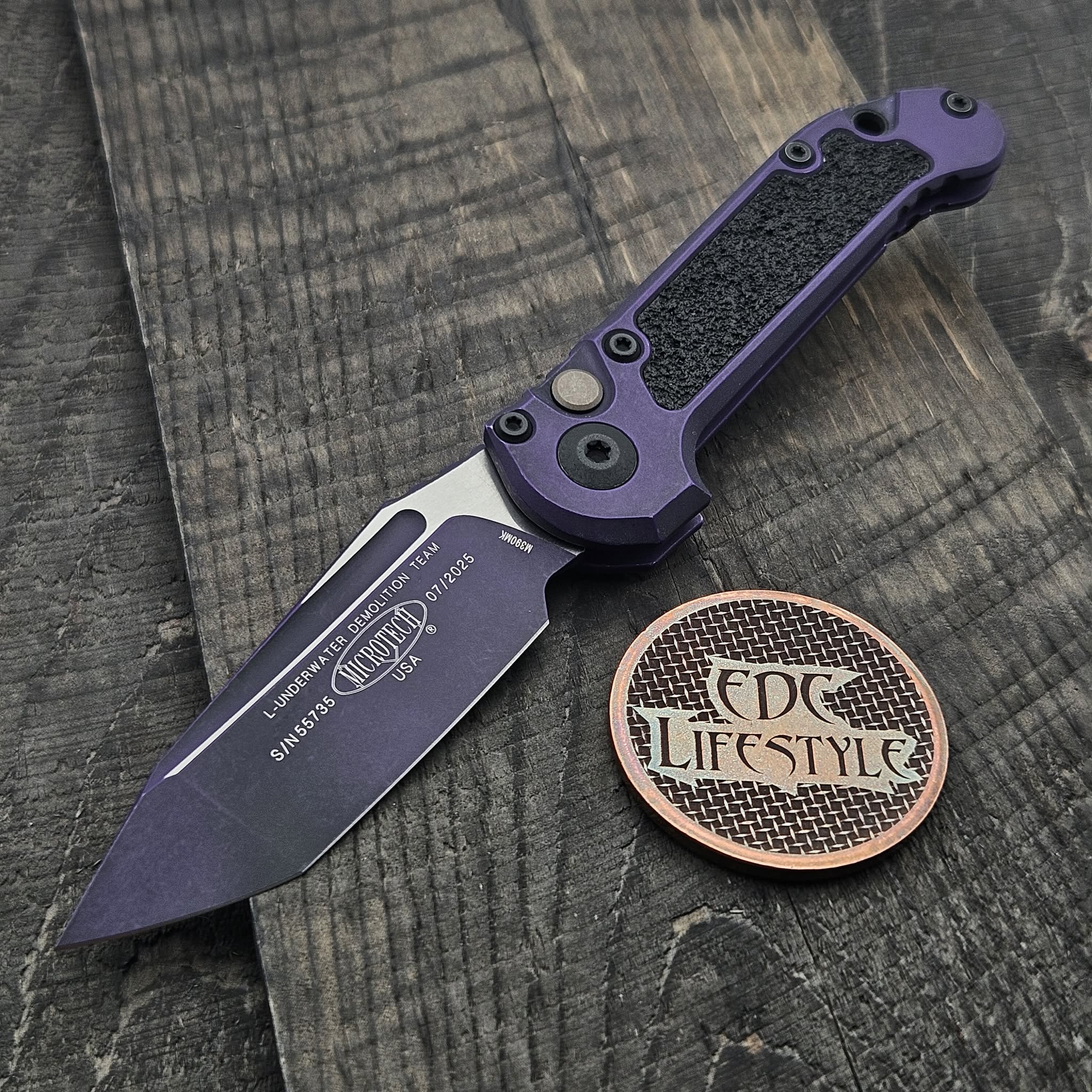 Microtech 1136-1WPU LUDT Gen III T/E Weathered Purple Grenade
