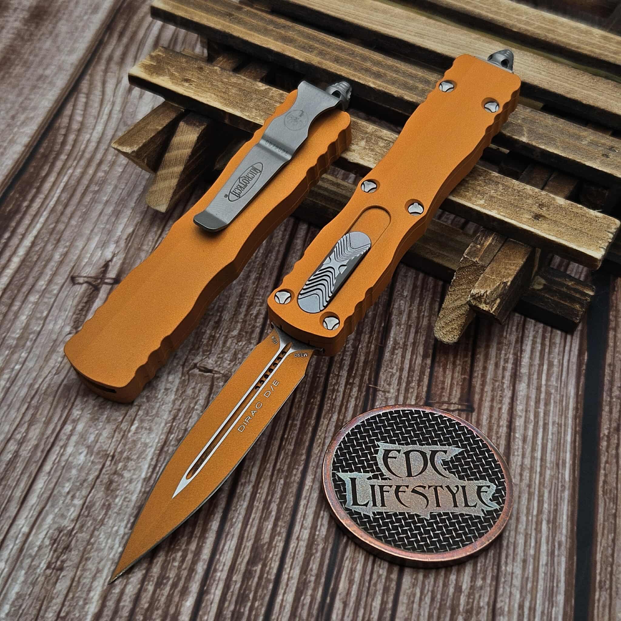 Microtech 225-1TE-C17Z15 Dirac Double Edge Cerakote Tequila Sunrise