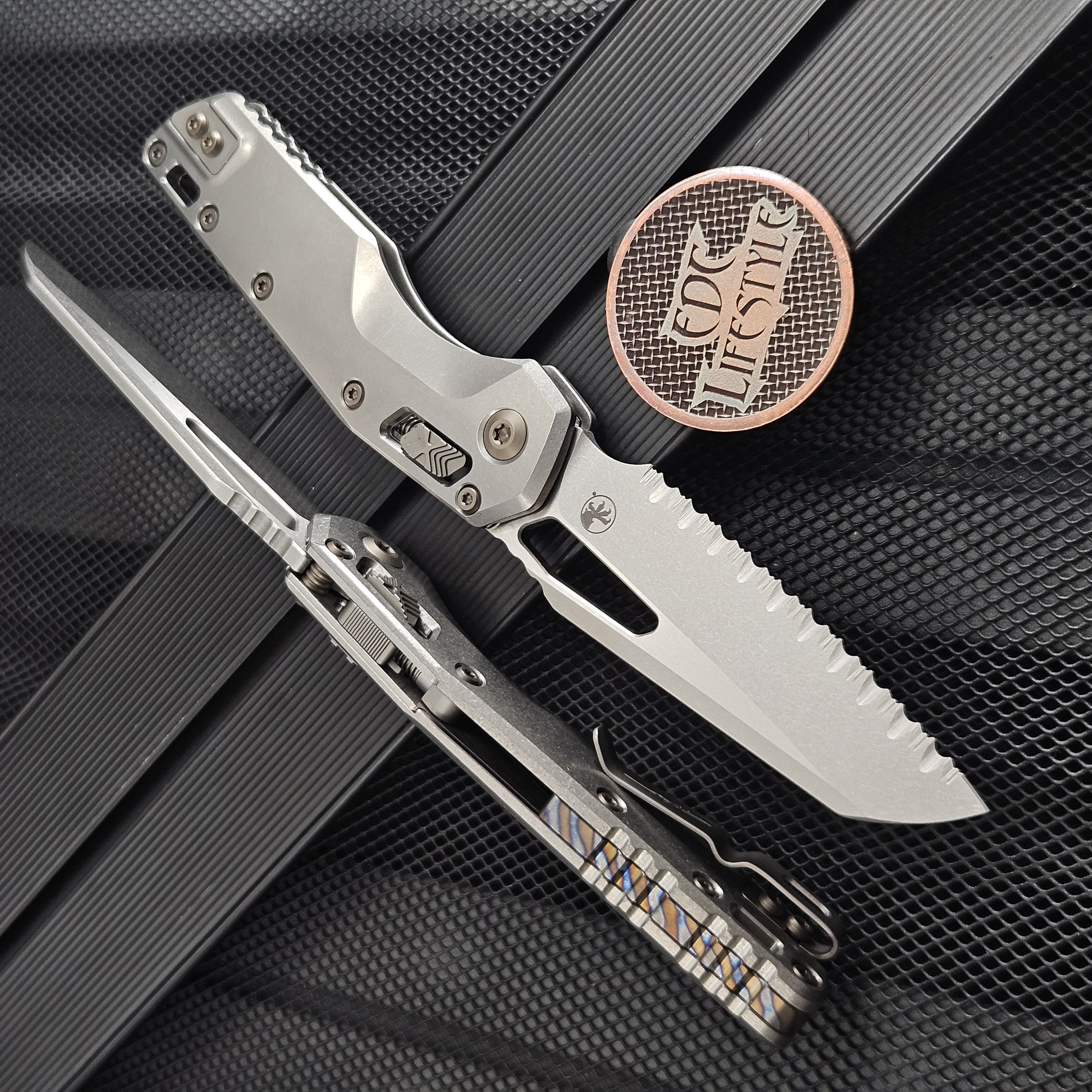 Microtech MSI Ram-Lok 210-12MS4 Titanium Slab Stonewash Full