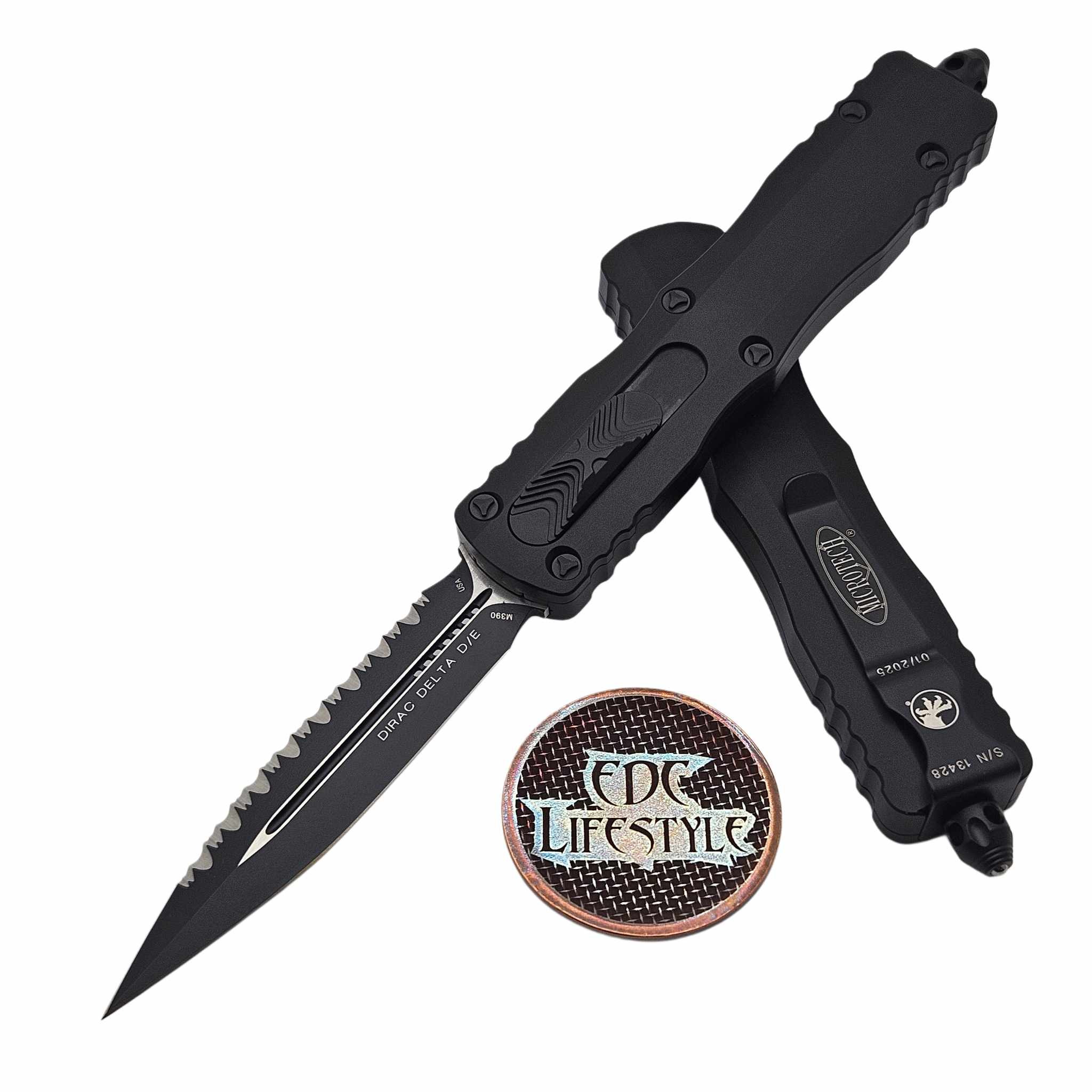 Microtech Dirac Delta 227-3T Tactical Double Edge Full Serrated