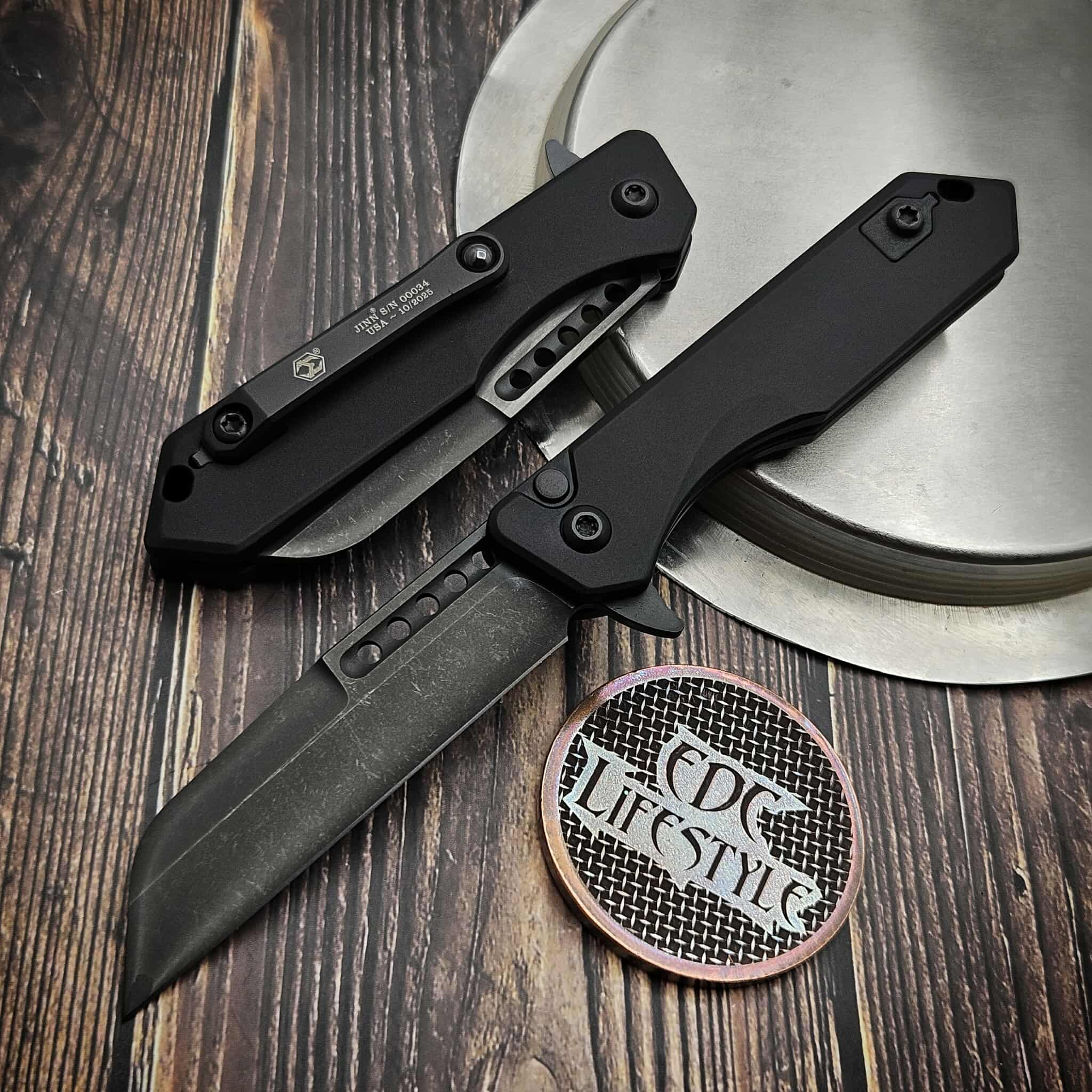 Heretic Knives Jinn Manual Flipper Hand Ground DLC Prototype H034