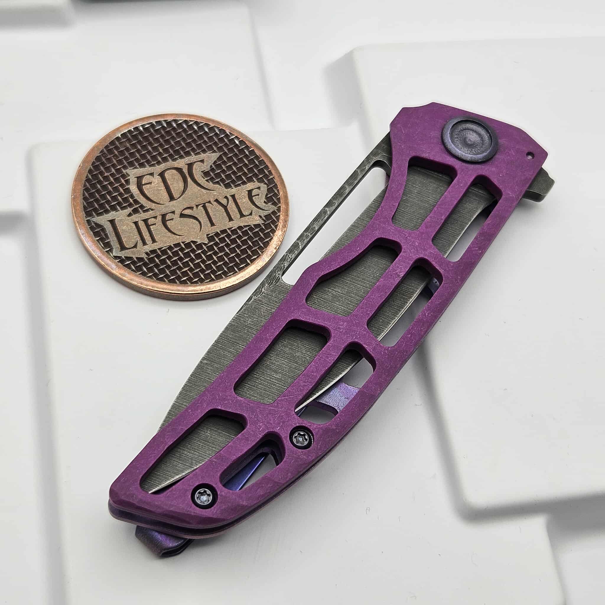 John Gray Slitter V2 Ported Purple CamoQuartz Frame Lock Folder