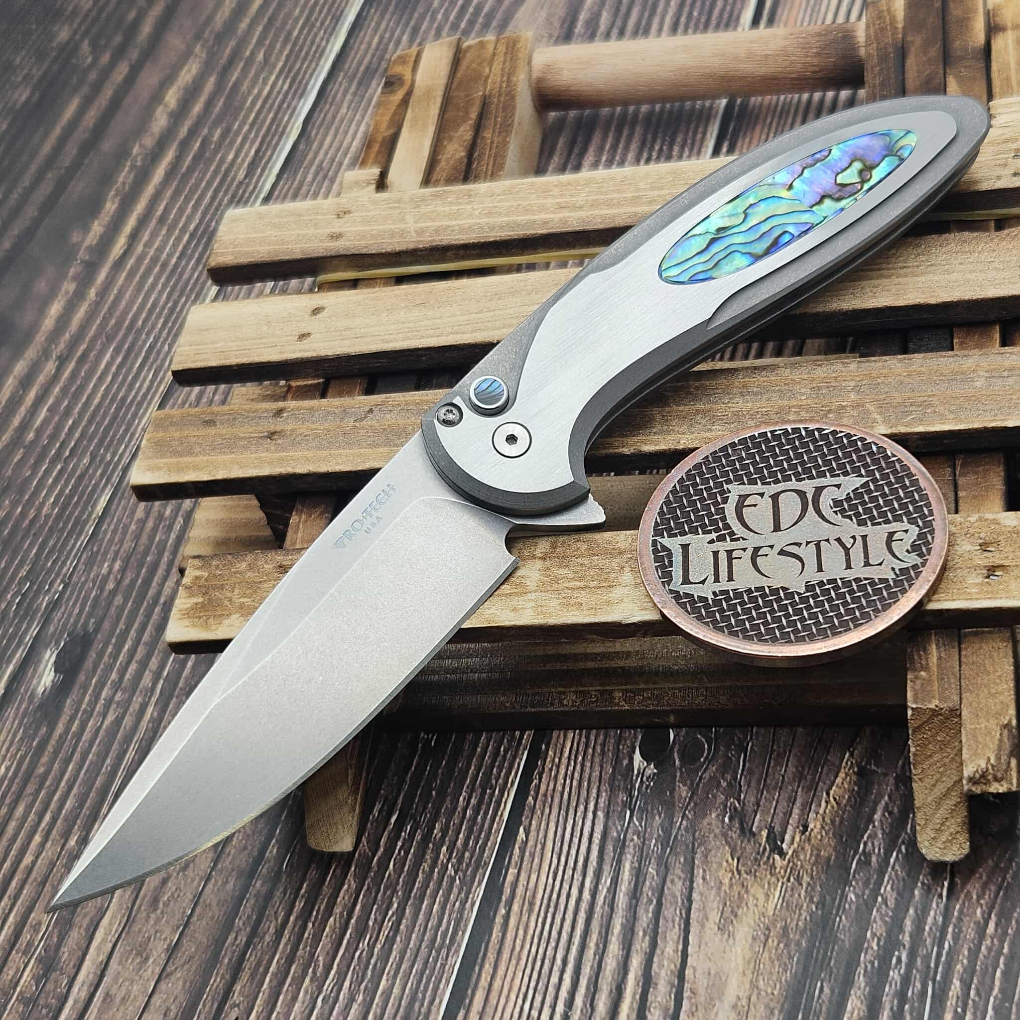 maron⭐︎ Pro-Tech Knives Cambria 2 Button Lock Stainless Steel Handle w