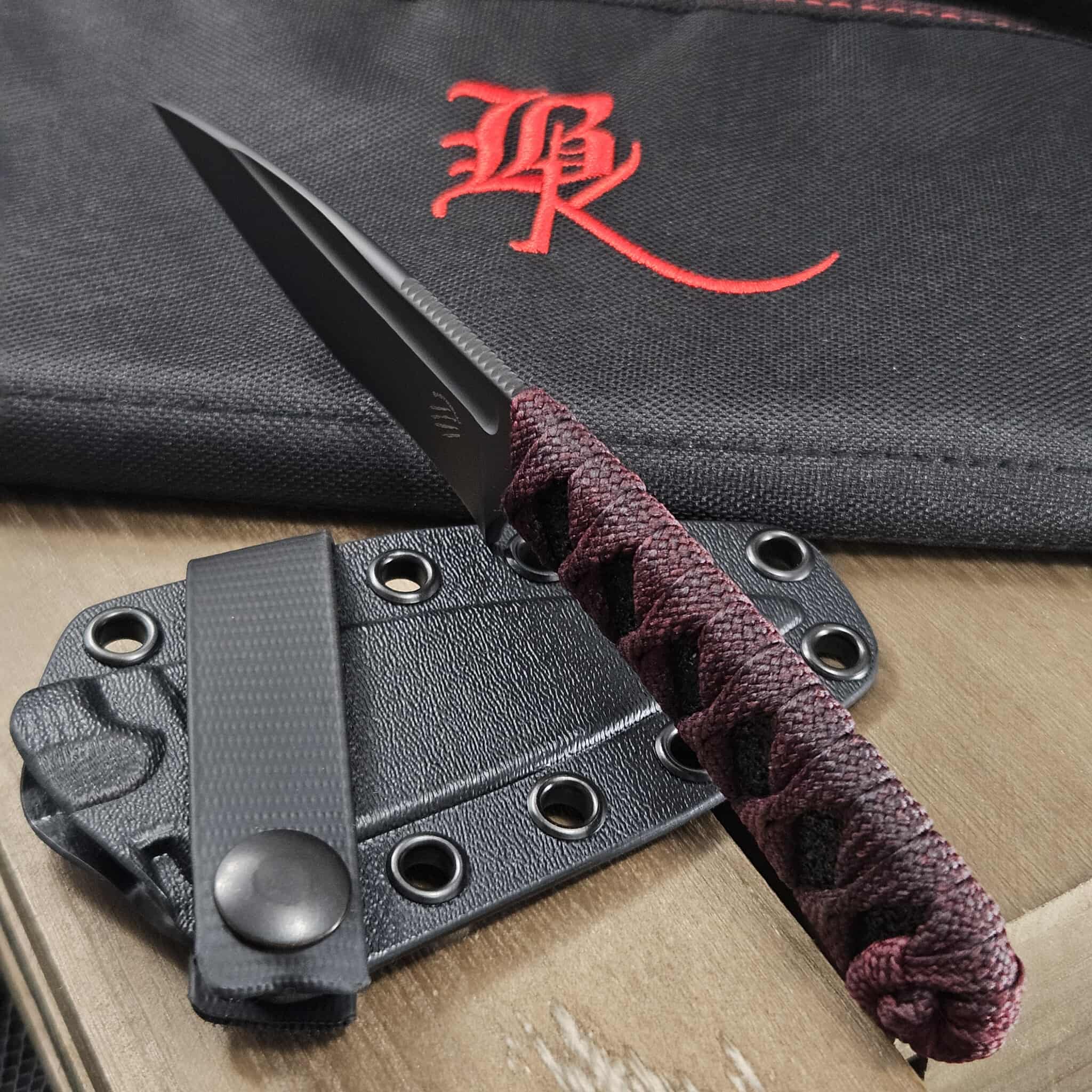 Bastinelli Knives Sin Fixed Blade PVD Red Tsuka Wrap