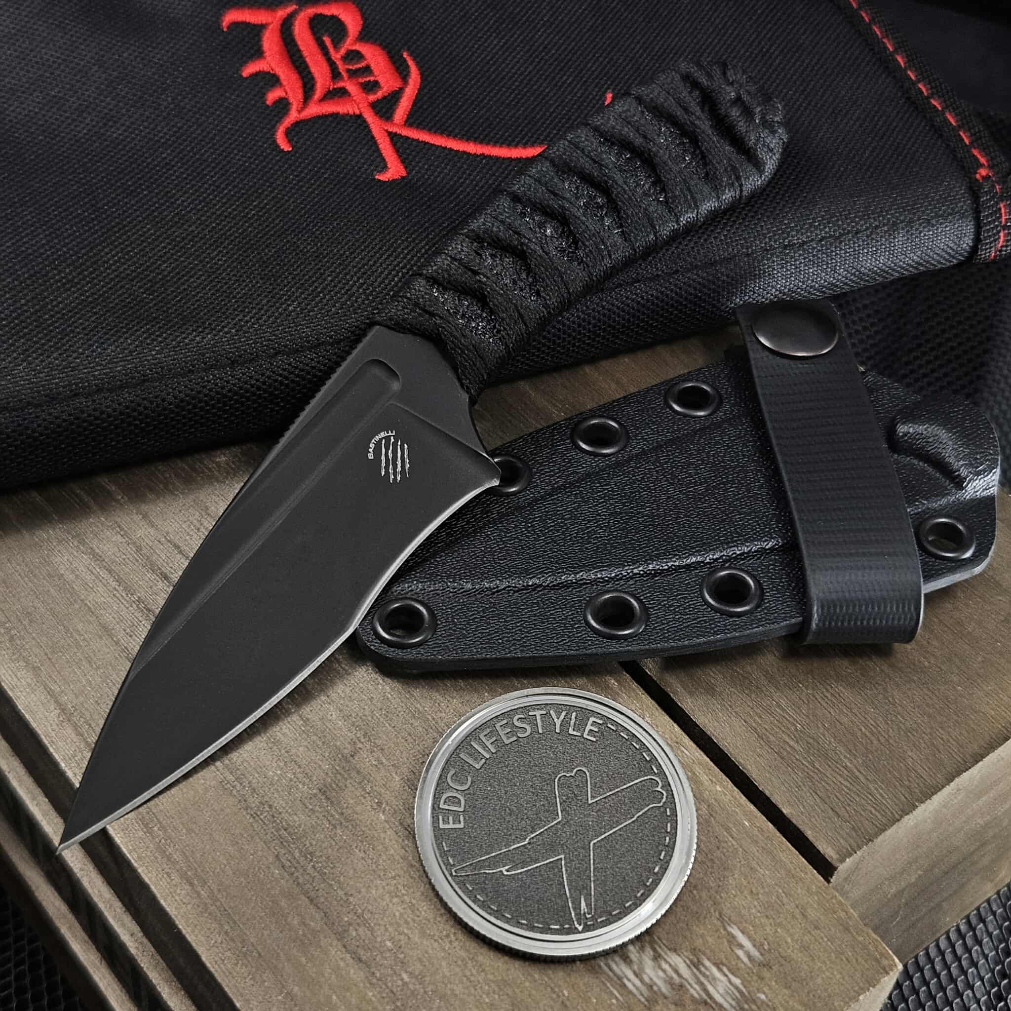 Bastinelli Knives Sin Fixed Blade PVD Black Tsuka Wrap