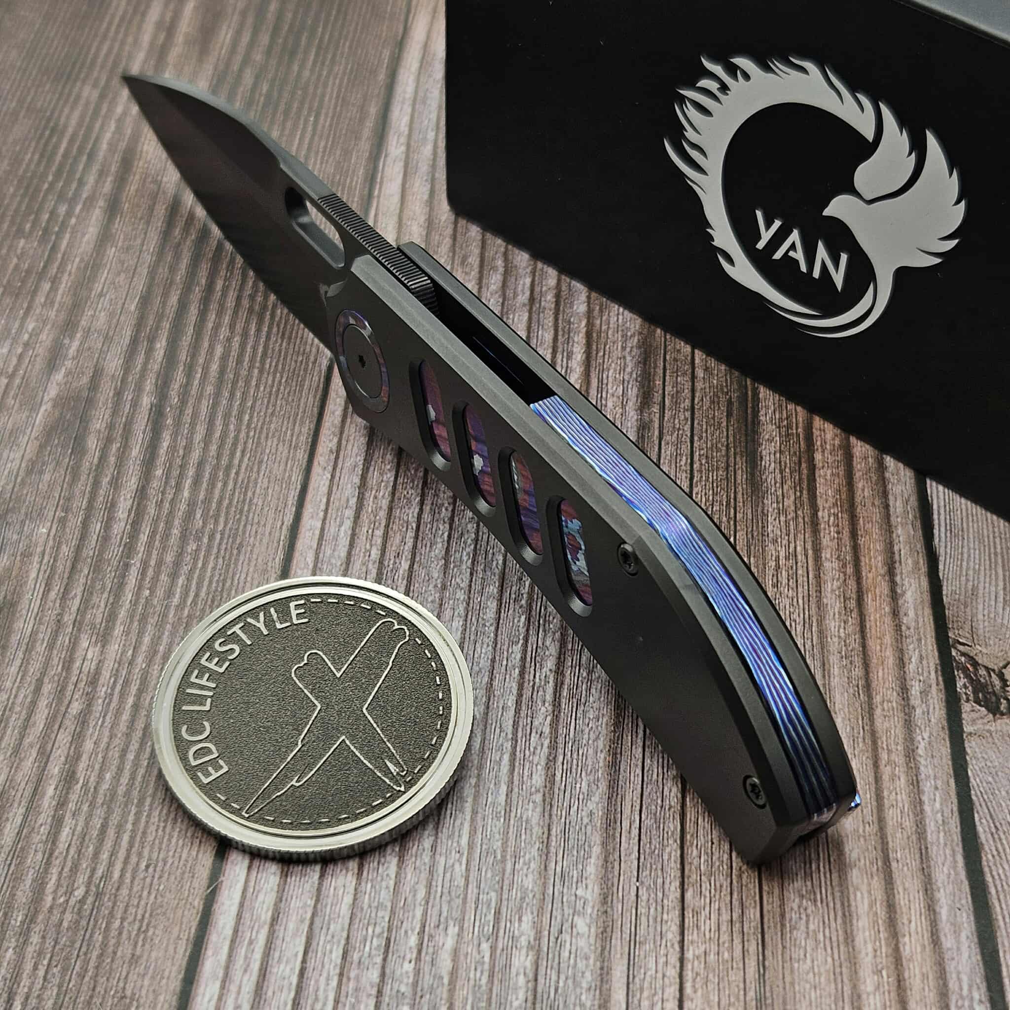 Yan Knives Chevron TH - DLC Titanium w/Zircuti Inlay 3.25