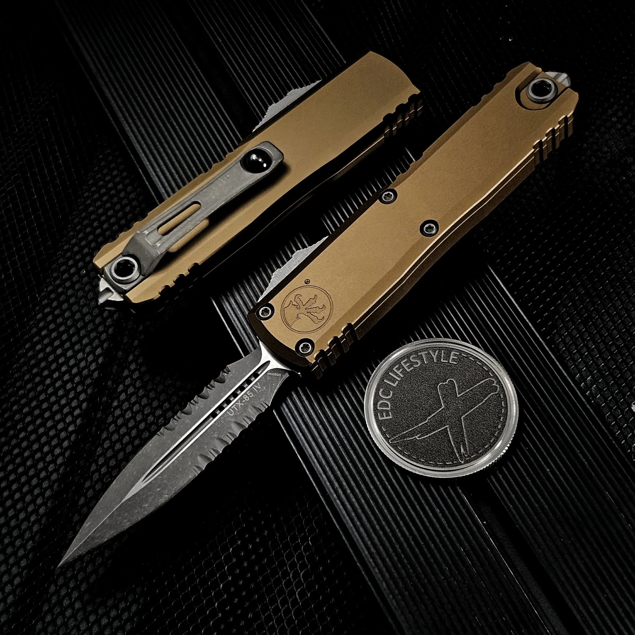 Microtech UTX-85 Gen IV Tan D/E 3.10