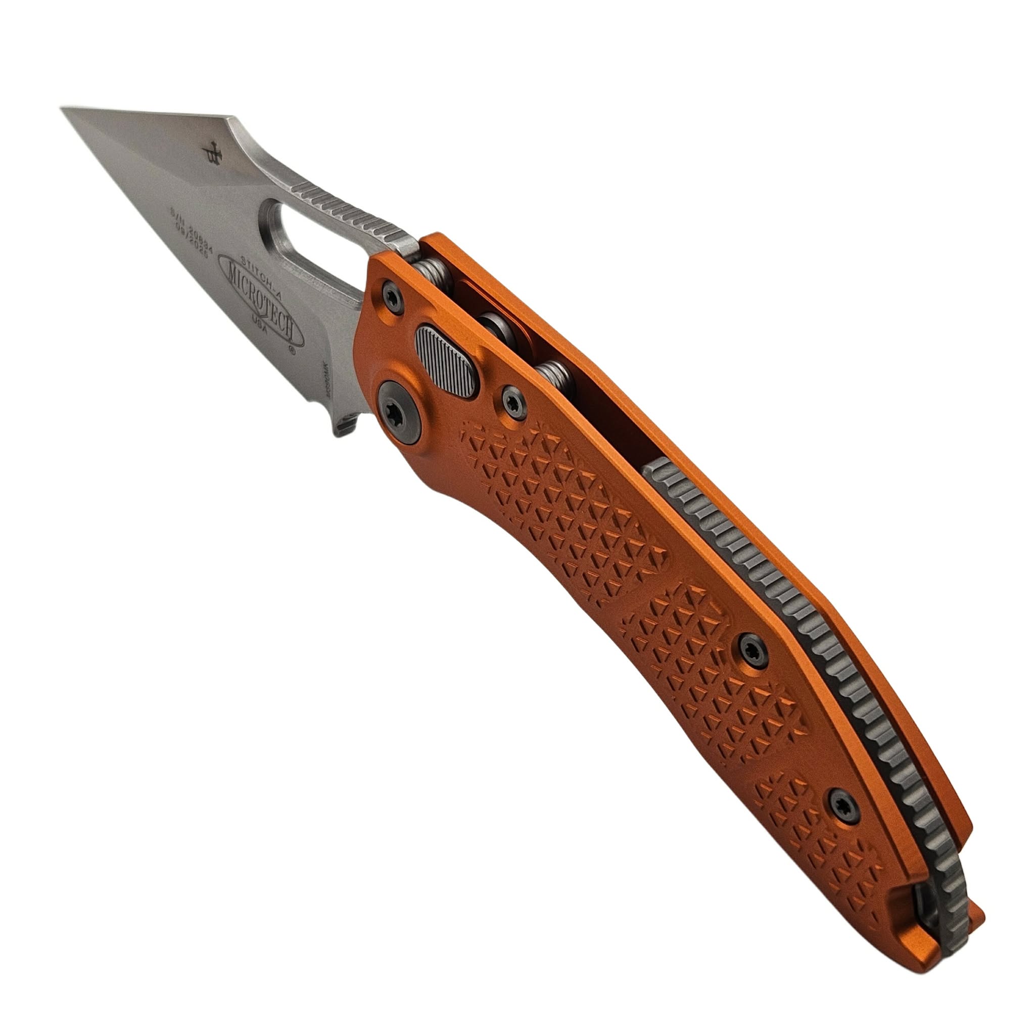 Microtech Borka Auto Stitch 169-10OR Orange Single Edge Stonewash