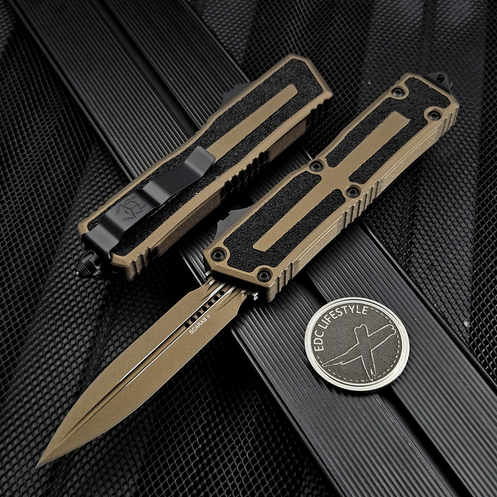 BTSO☆BURNTROSES☆未使用 Microtech Scarab II D/E Gen III Cerakote Burnt Bronze Standard