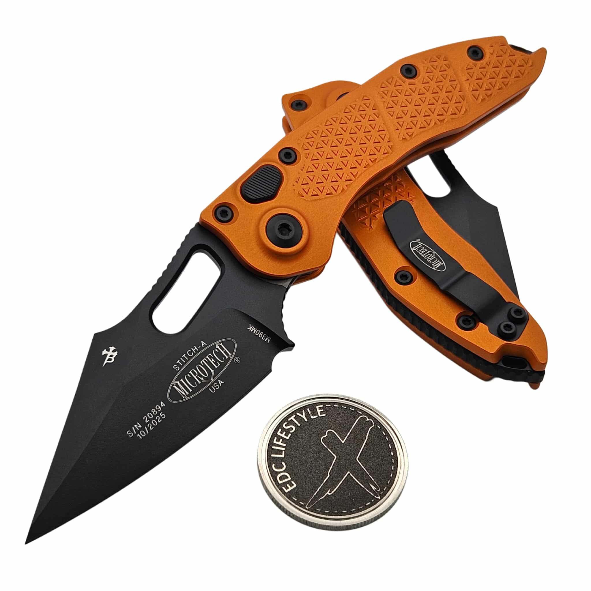 Microtech Borka Auto Stitch 169-1OT Orange Tangerine