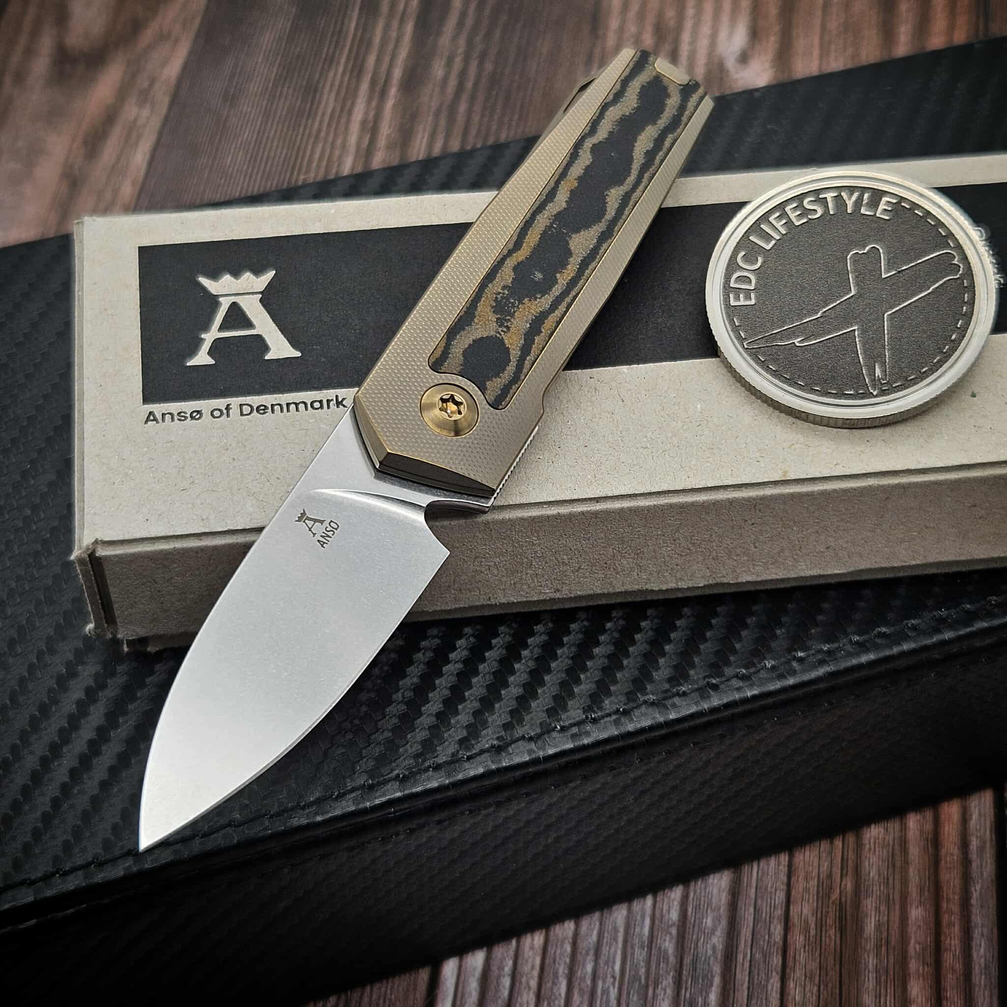 Anso ARN Slipjoint Flipper Black/Brown Richlite 2.2