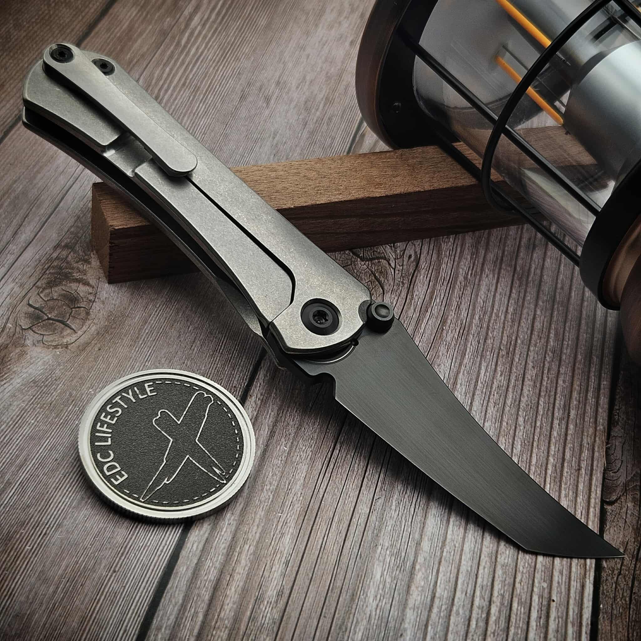 Borka Blades Chisel Grind SBHF Titanium Handle DLC Tanto - Preowned
