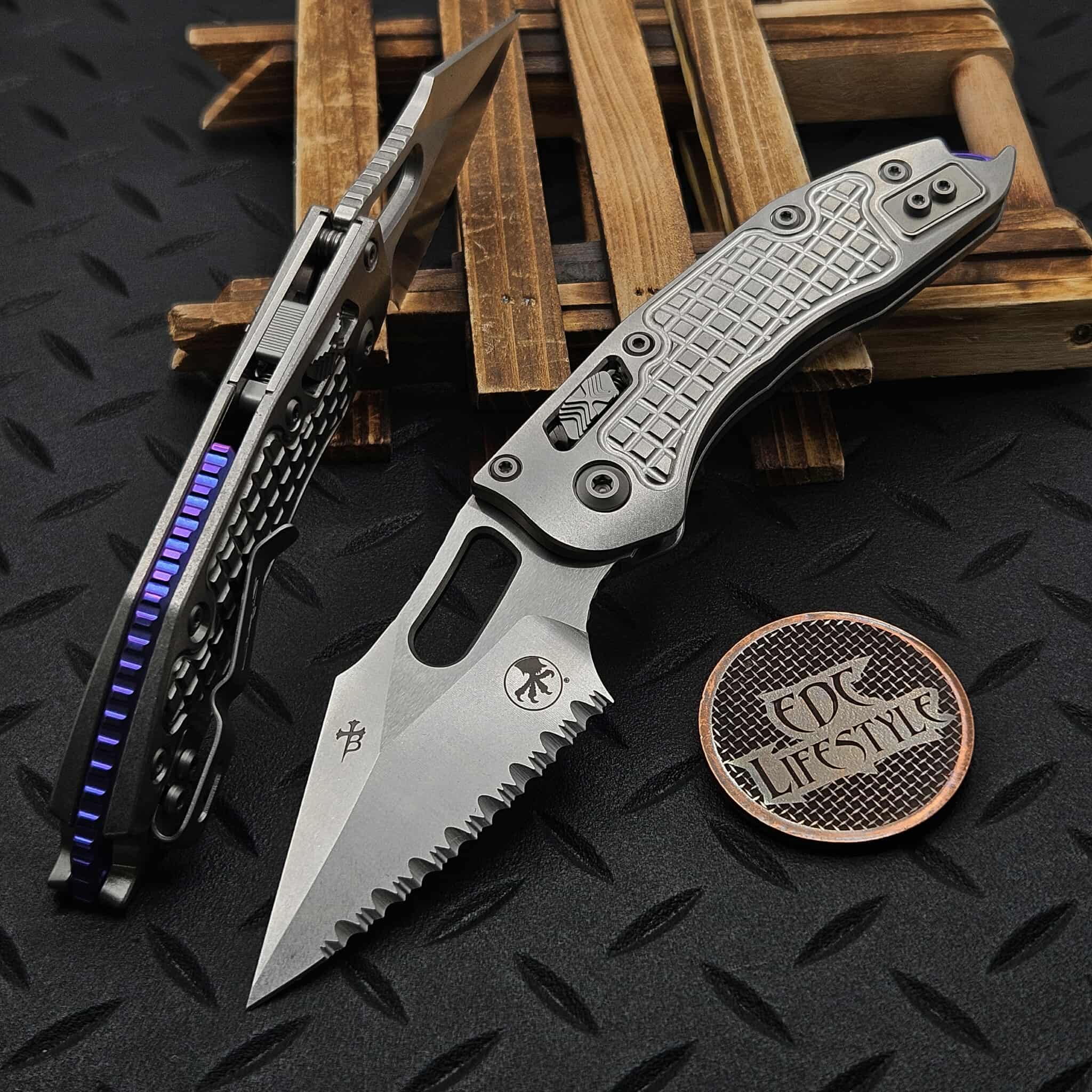 Microtech Stitch Ram-Lok 169RL-12FRMS3 Titanium Frag Stonewash