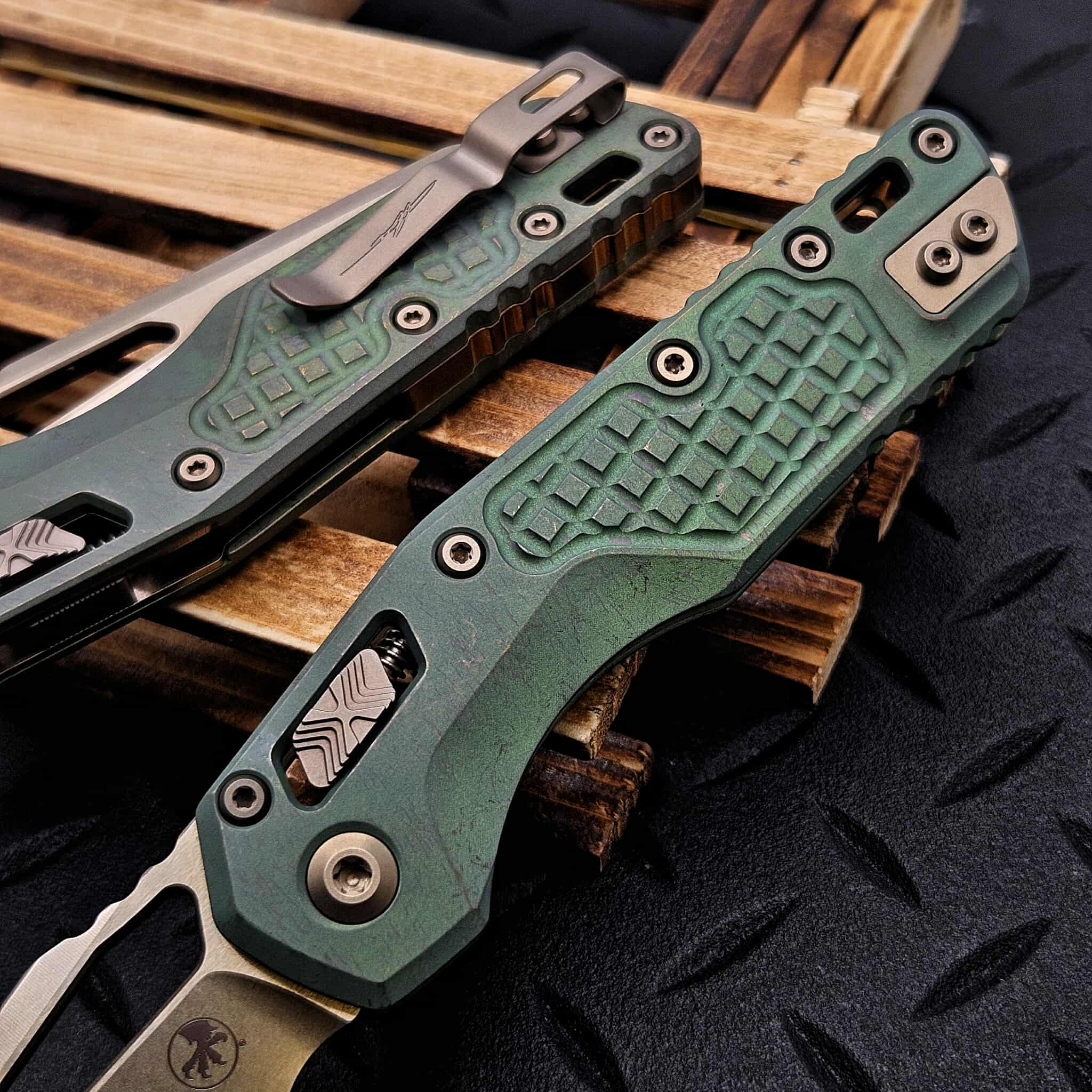 Microtech MSI Ram-Lok 210-15FRMS1 Antique Green Titanium Frag