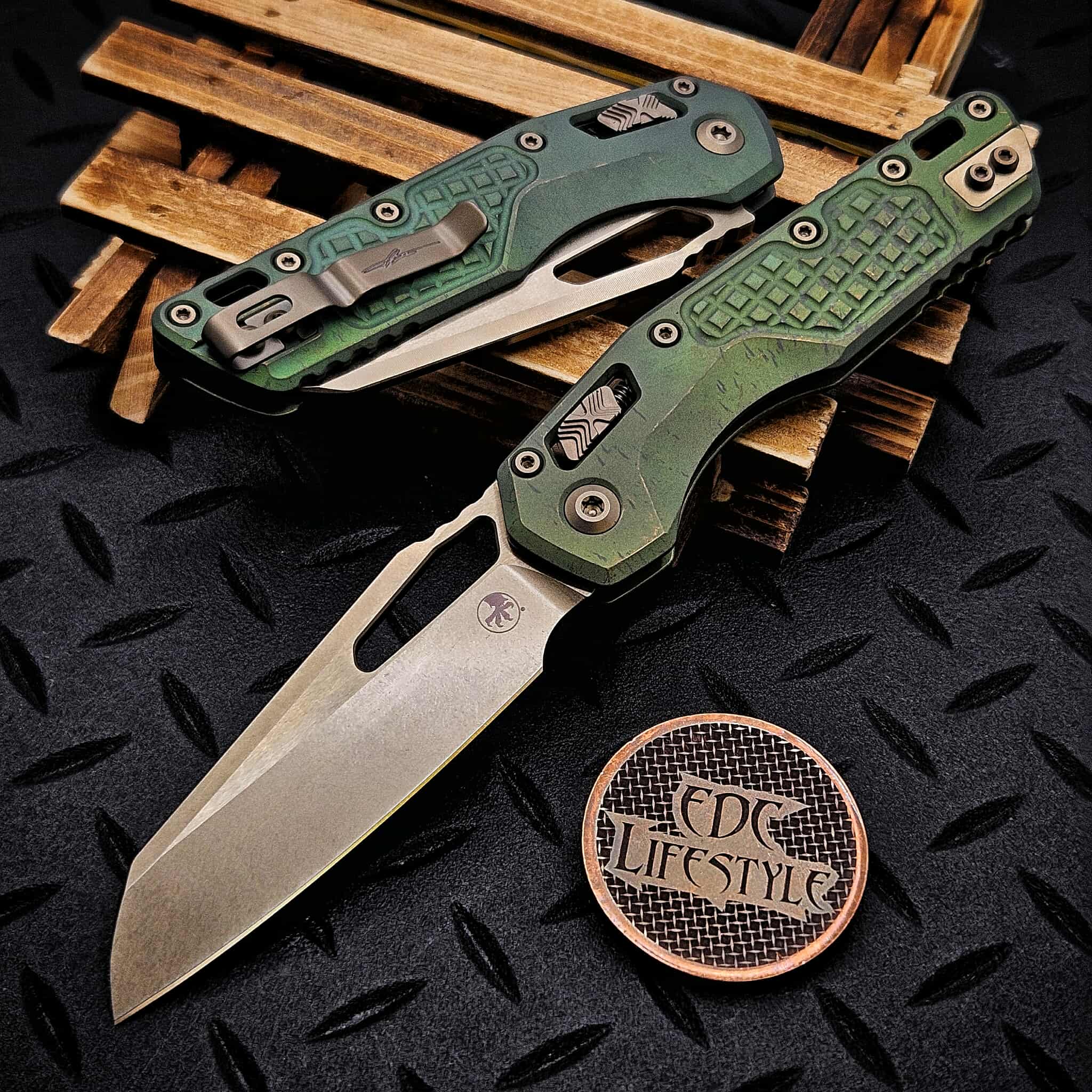 Microtech MSI Ram-Lok 210-13FRMS1 Antique Green Titanium Frag