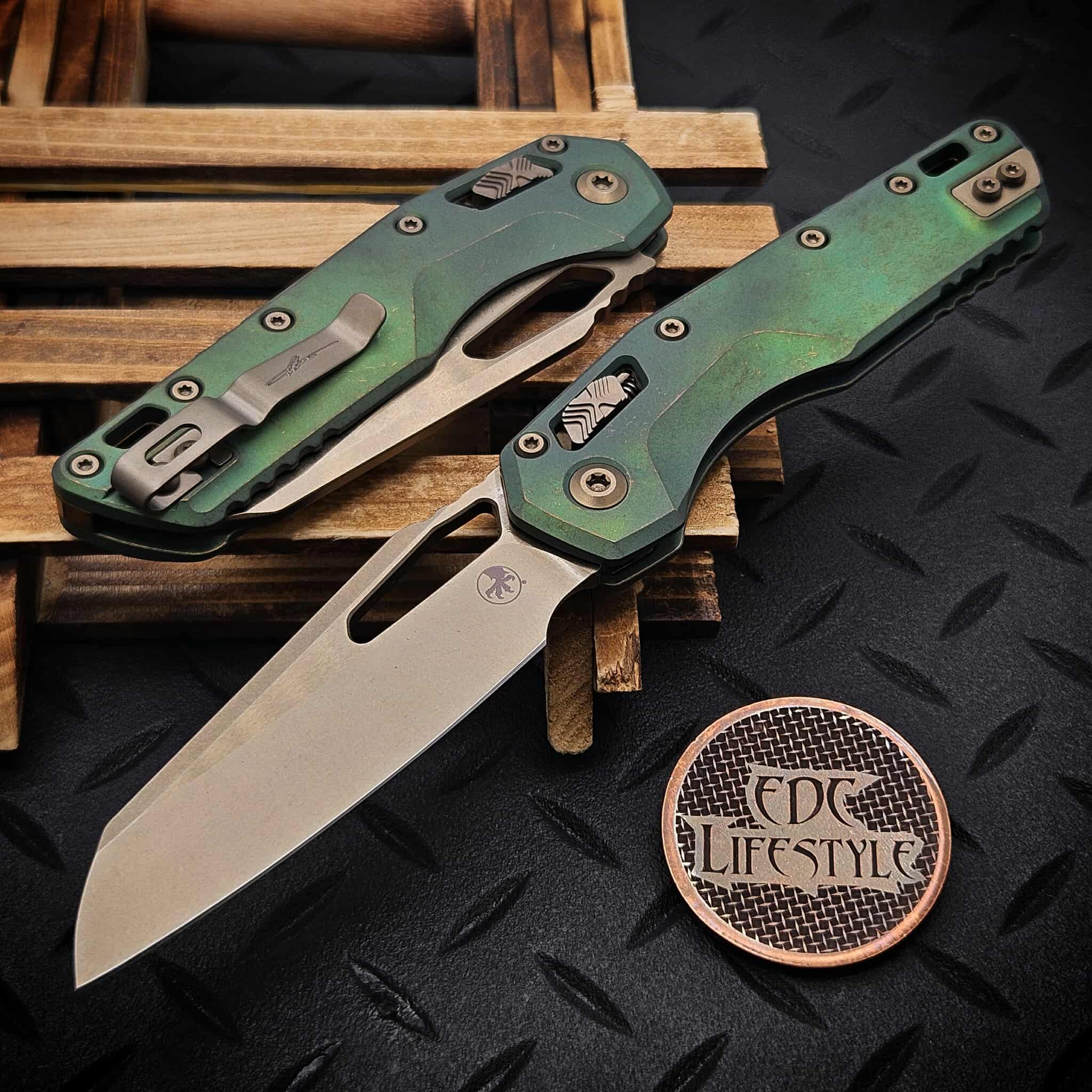 Microtech MSI Ram-Lok 210-13MS1 Antique Green Titanium Slab Side