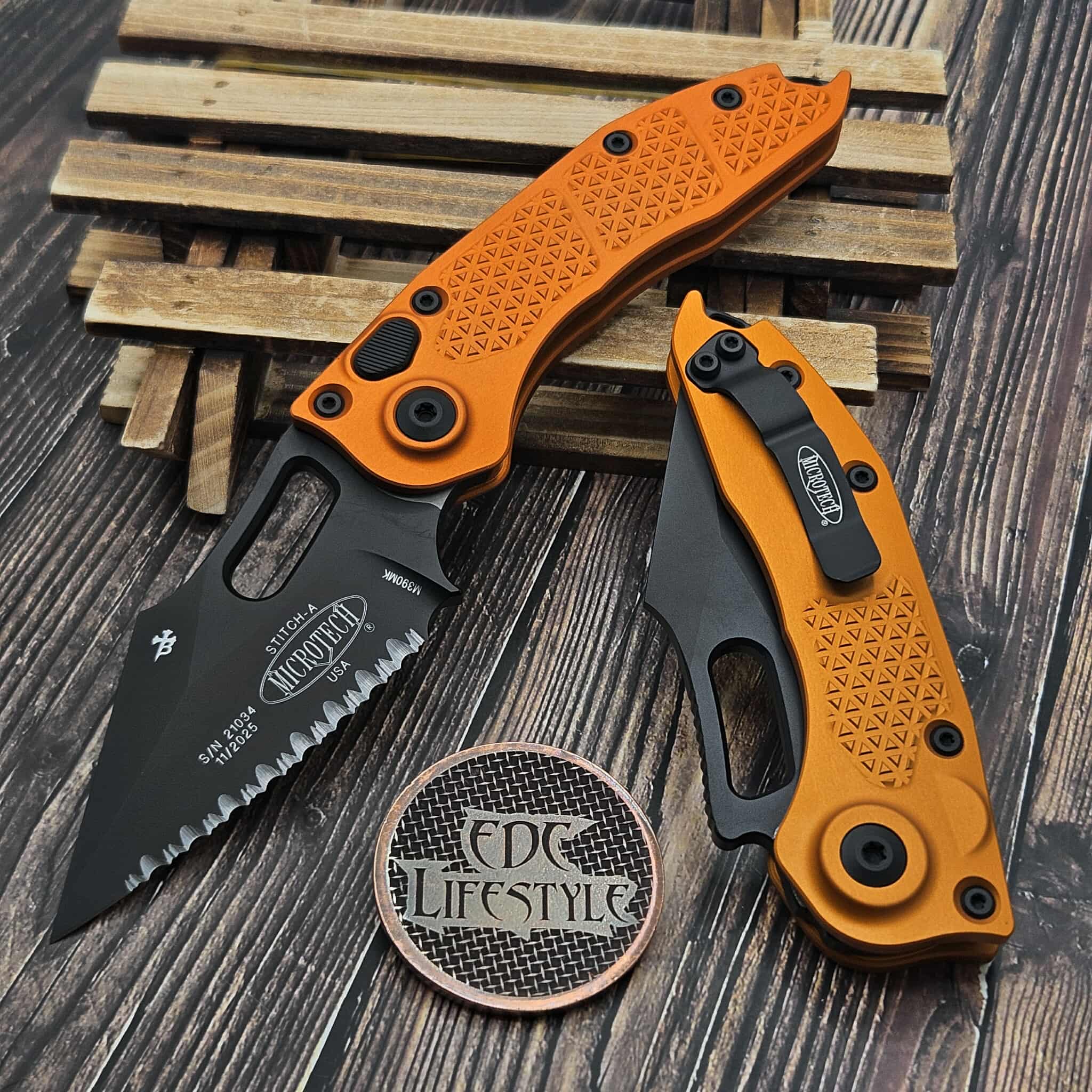 Microtech Borka Auto Stitch S/E 169-3OT Orange Tangerine Black