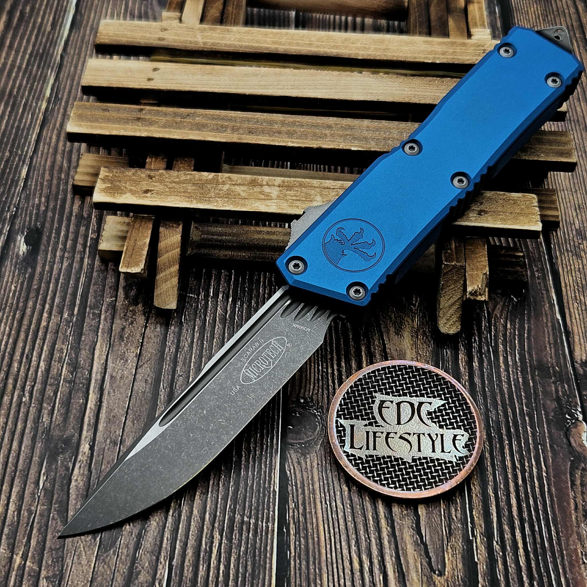 Microtech Blue Executive Scarab II S/E Gen III Apocalyptic 1176-10APBL