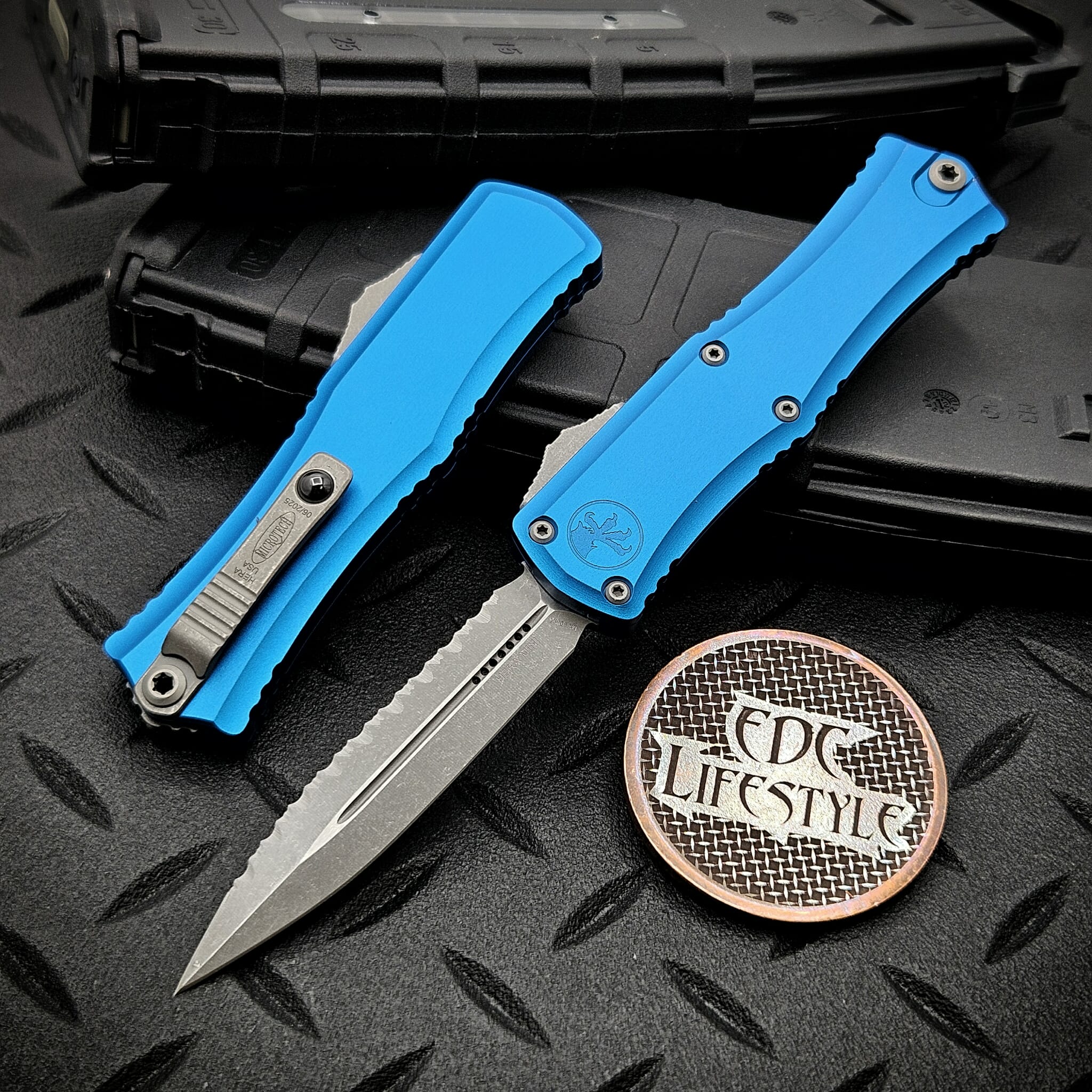 Microtech Hera II Mini D/E Blue 2.95