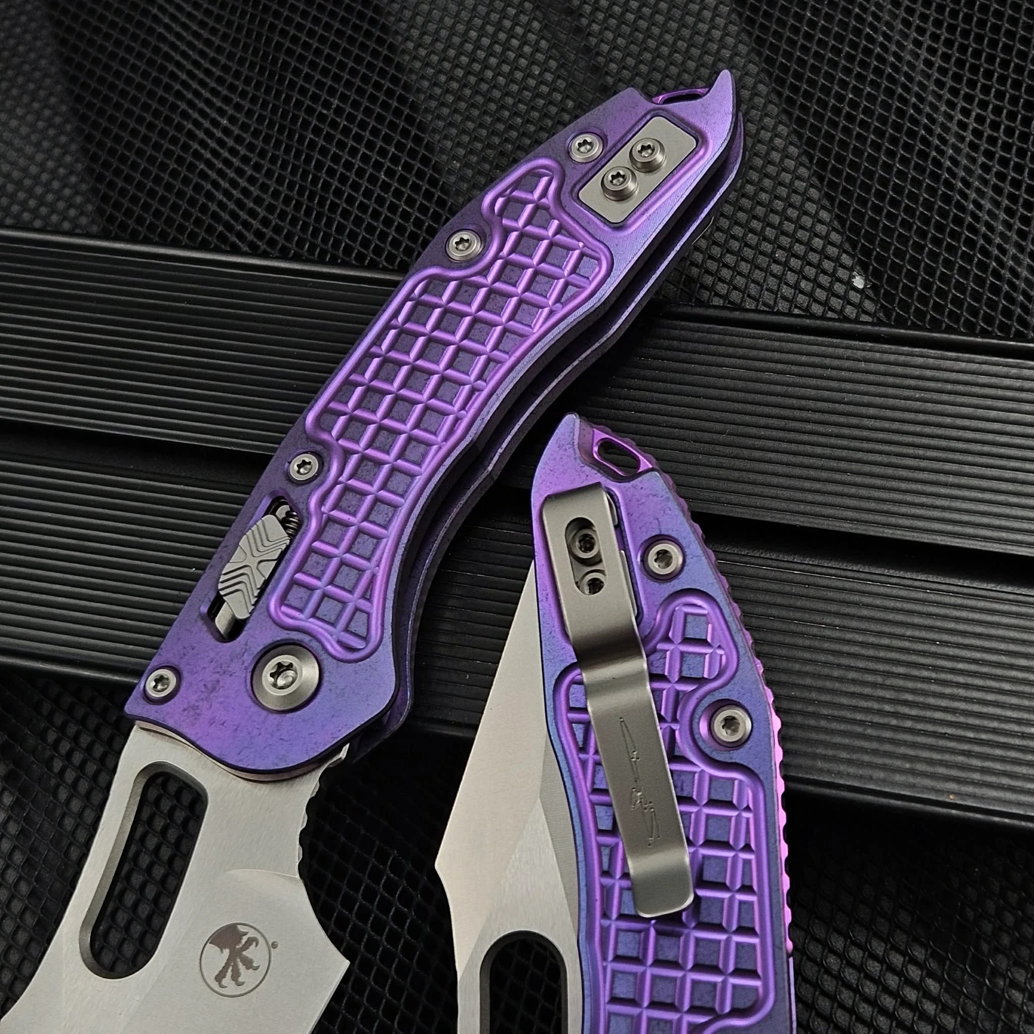 Microtech Stitch Ram-Lok 169RL-10FRMS5 Purple Haze Titanium Frag