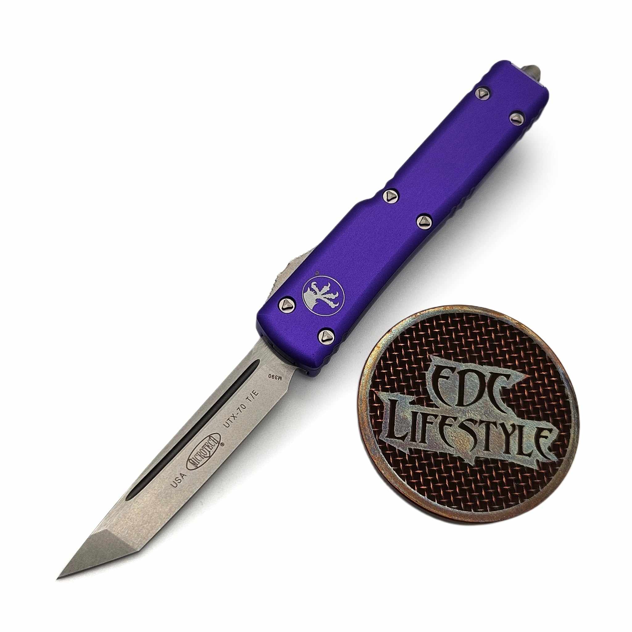 Microtech UTX-70 149-10PU Purple Tanto Stonewash