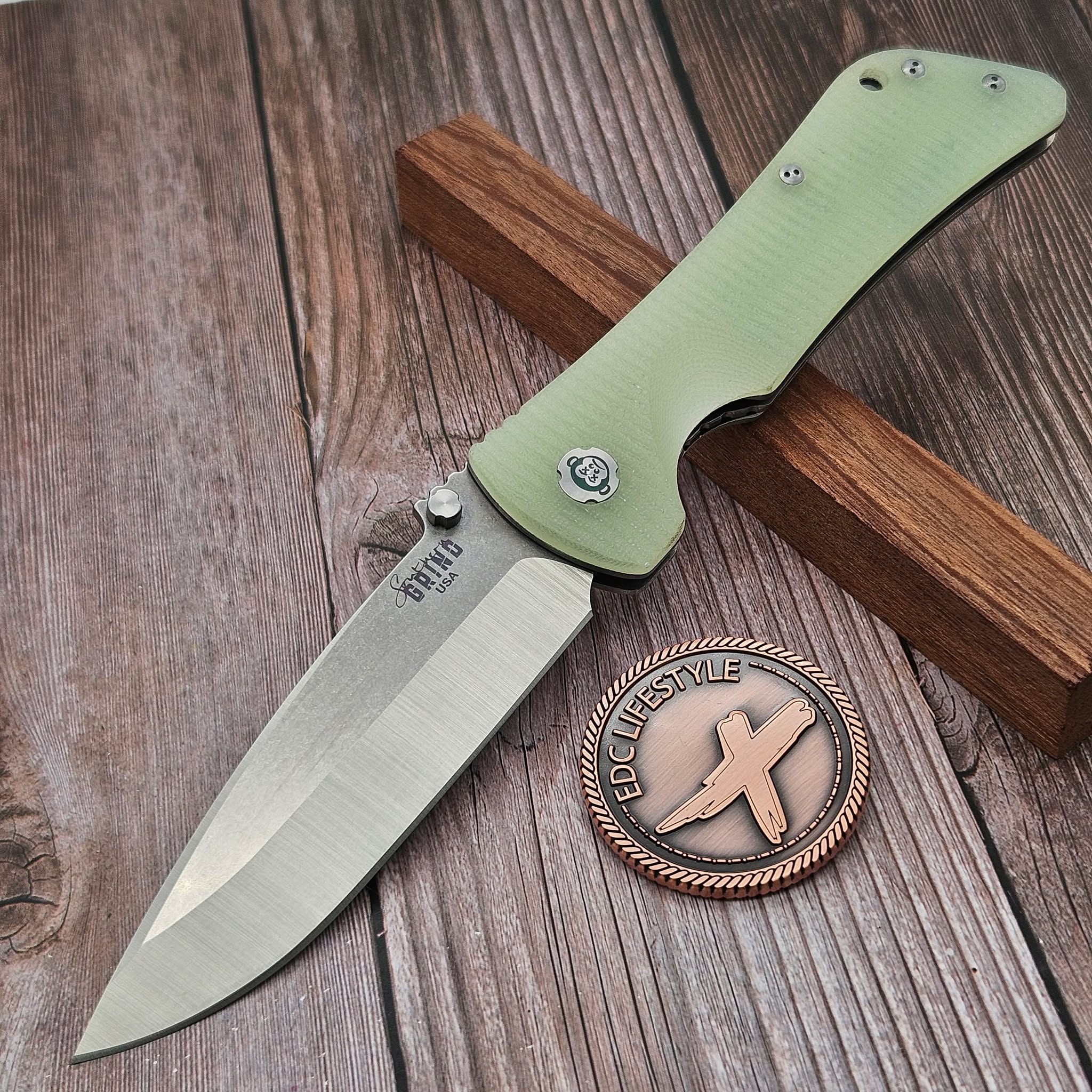Southern Grind Bad Monkey Jade Ghost G10 Drop Point - Preowned