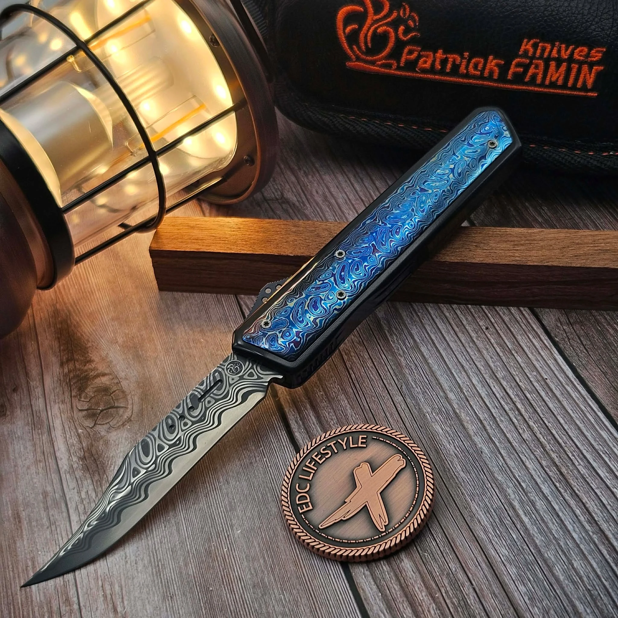 Patrick Famin DOTF Timascus Scales w/Damasteel Damacor Blade