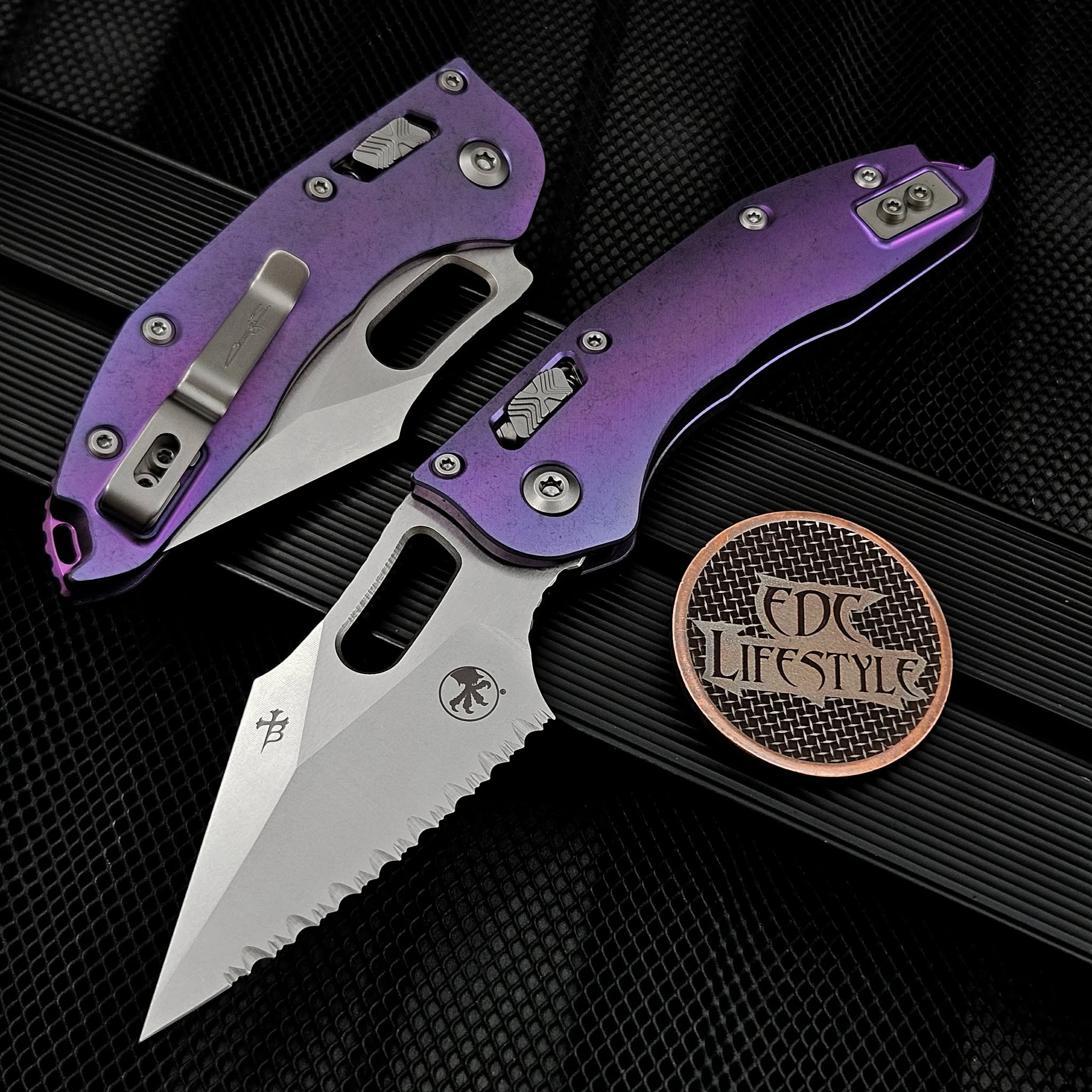 Microtech Stitch Ram-Lok 169RL-12MS5 Purple Haze Titanium Slab