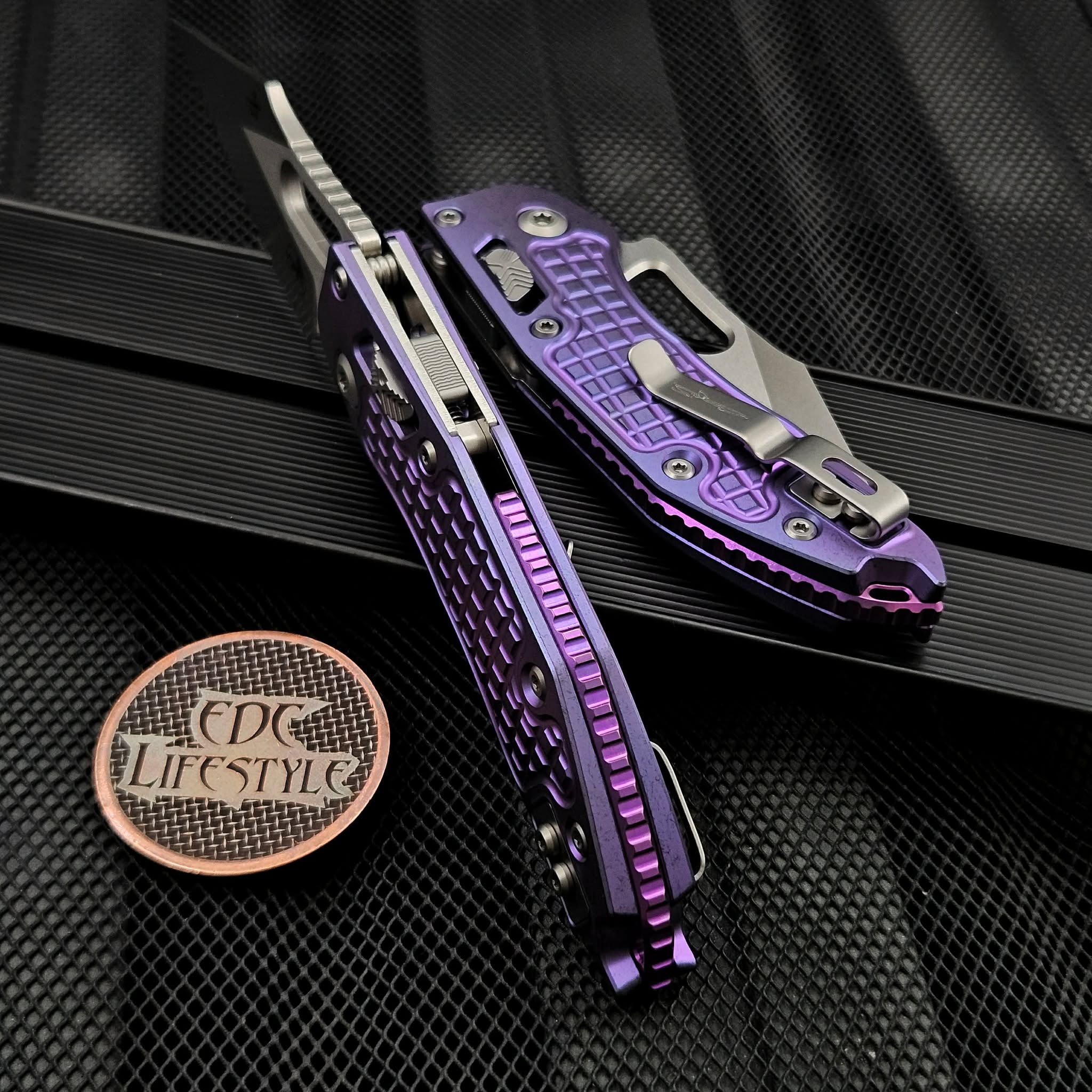 Microtech Stitch Ram-Lok 169RL-11FRMS5 Titanium Purple Haze Frag