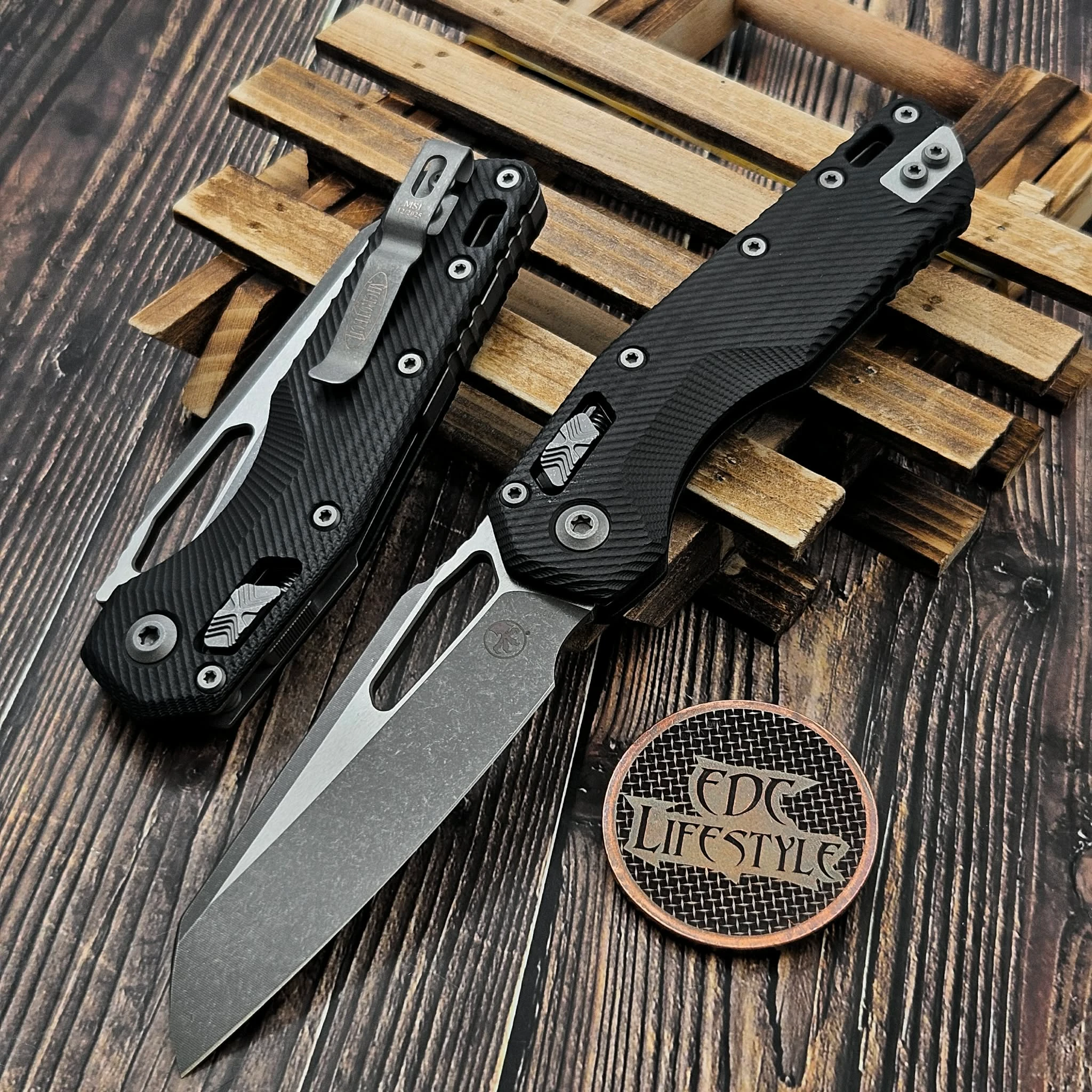 Microtech MSI Mini Black Aluminum Frag S/E Stonewash 210M-10FR