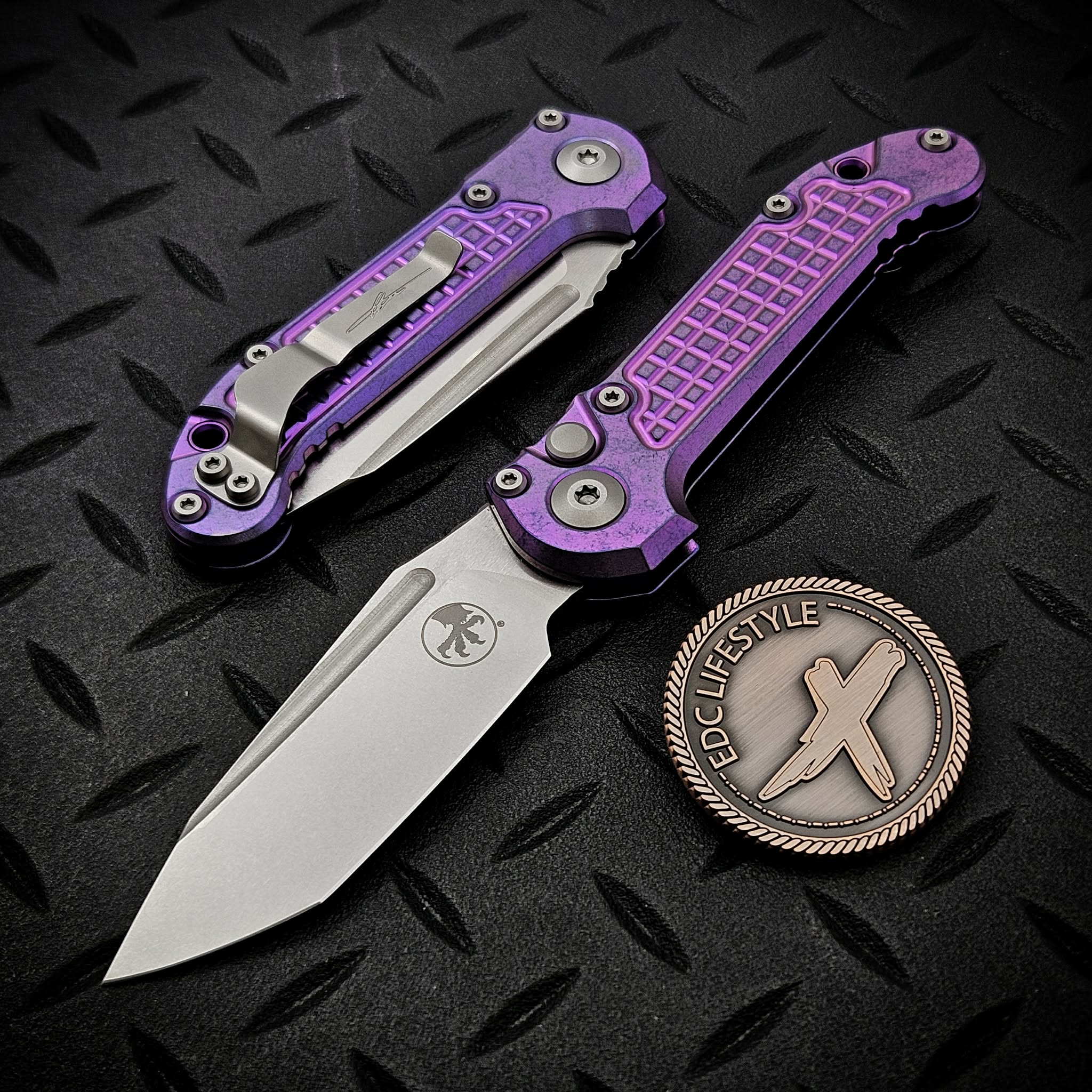 Microtech LUDT Purple Haze Titanium Frag T/E Stonewash 1136