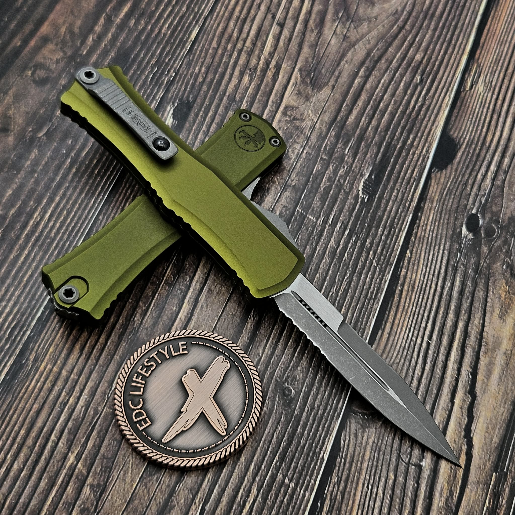 Microtech Mini Hera 1701M-11APOD OD Green Bayonet Partial Serrated
