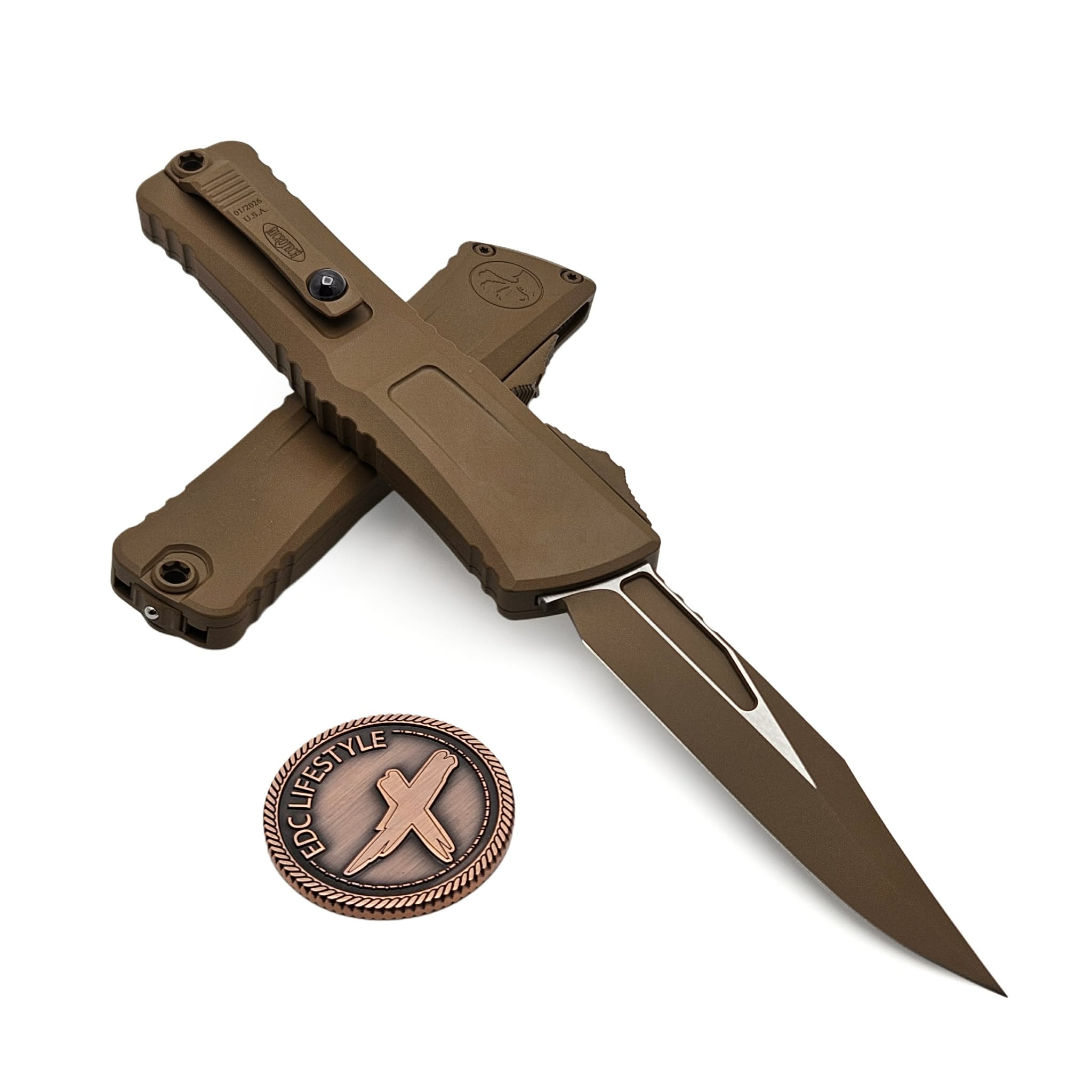 Microtech Combat Troodon Gen III 1146-1CTA Cerakote Tan Bowie