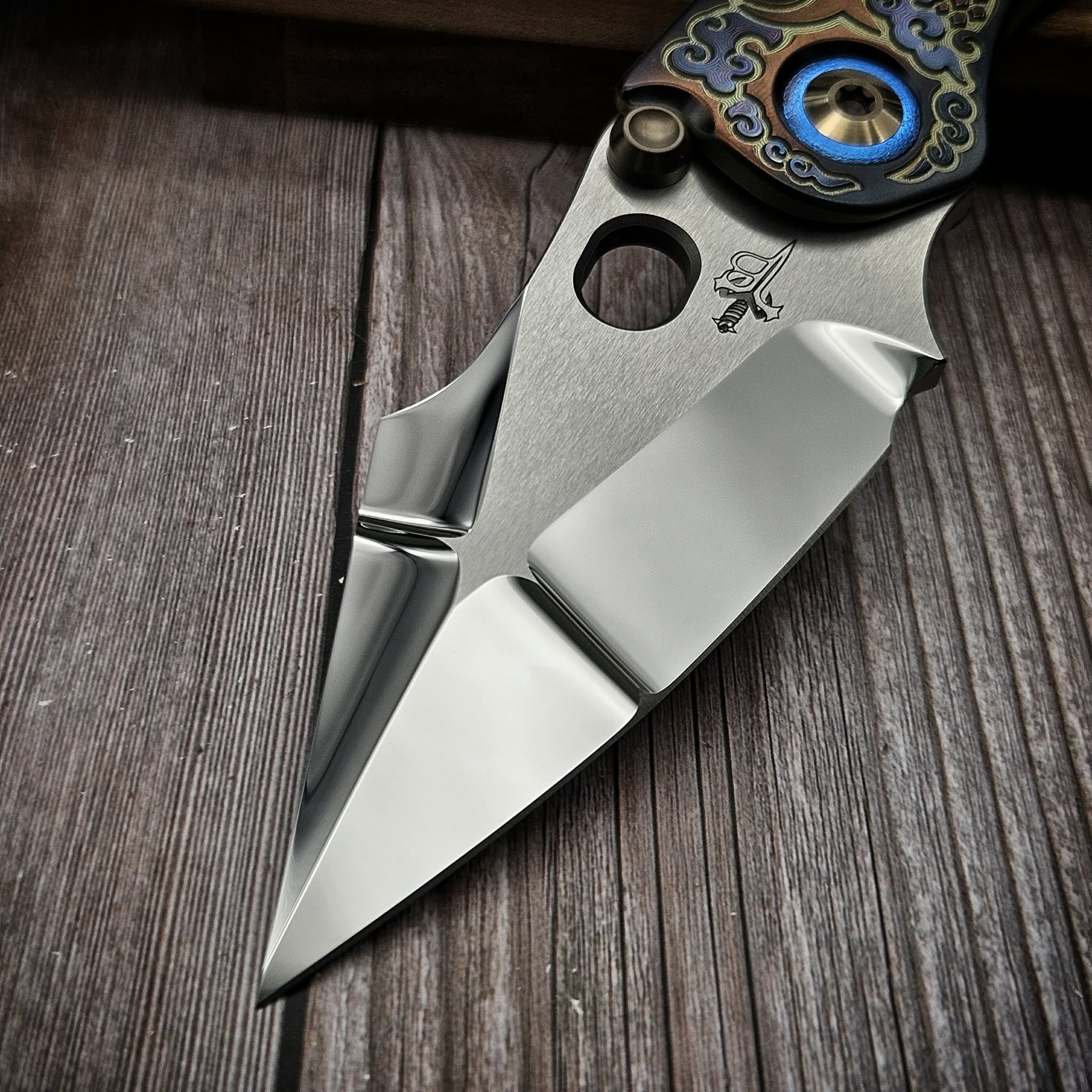Marfione Custom Borka Blades Samurai Stitch Mirror Polish Star