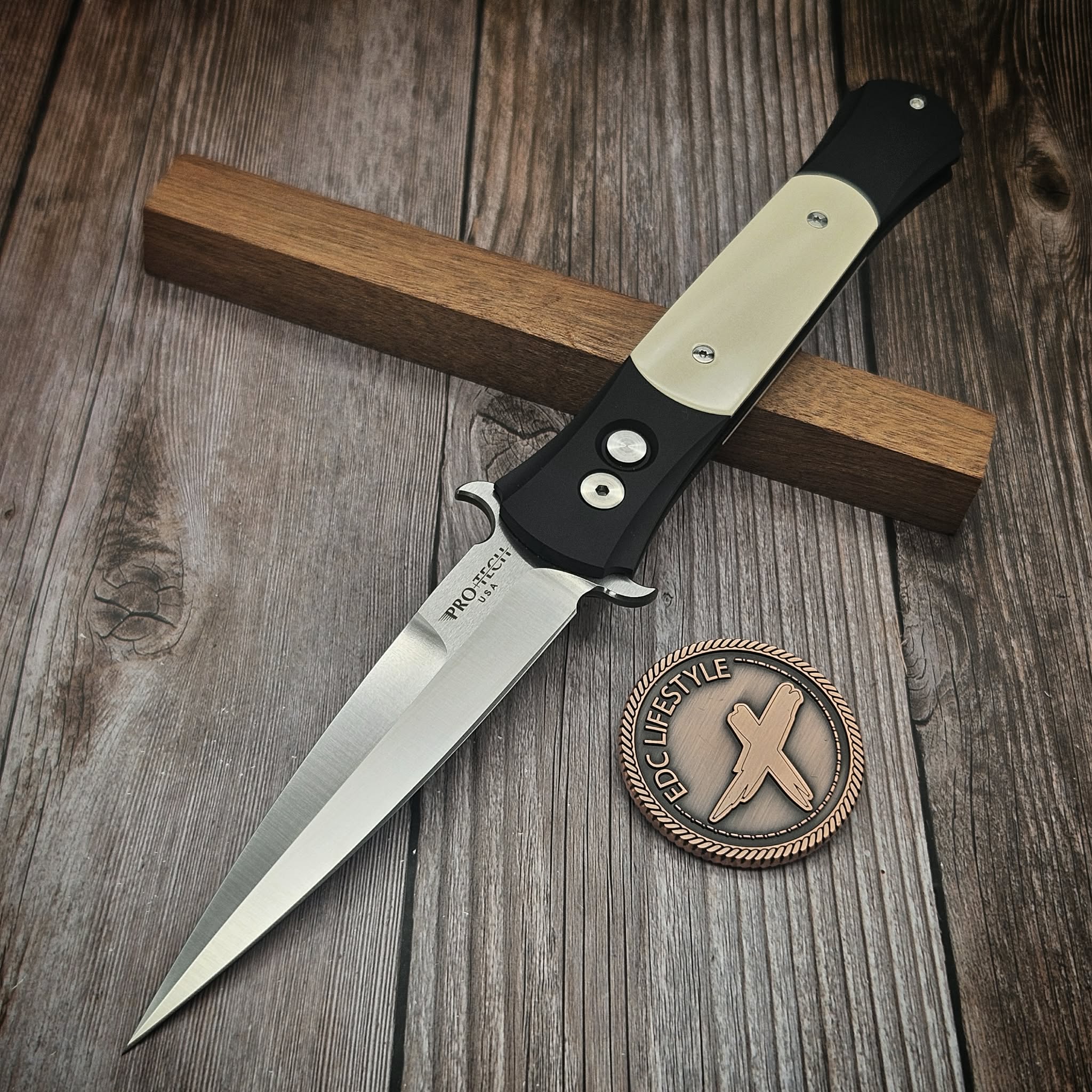 Pro-Tech Knives Large Don Fully 3D Machined Tuxedo Black Handle
