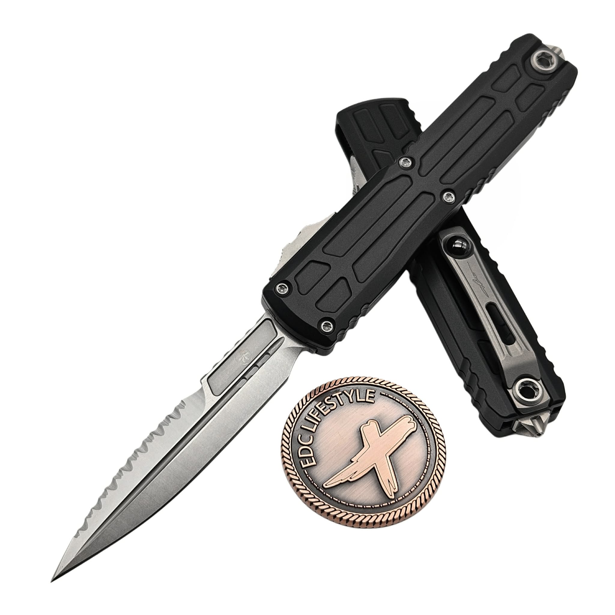 Microtech EX Ultratech ZBP 1120EX-12S Black Full Serrated Bayonet