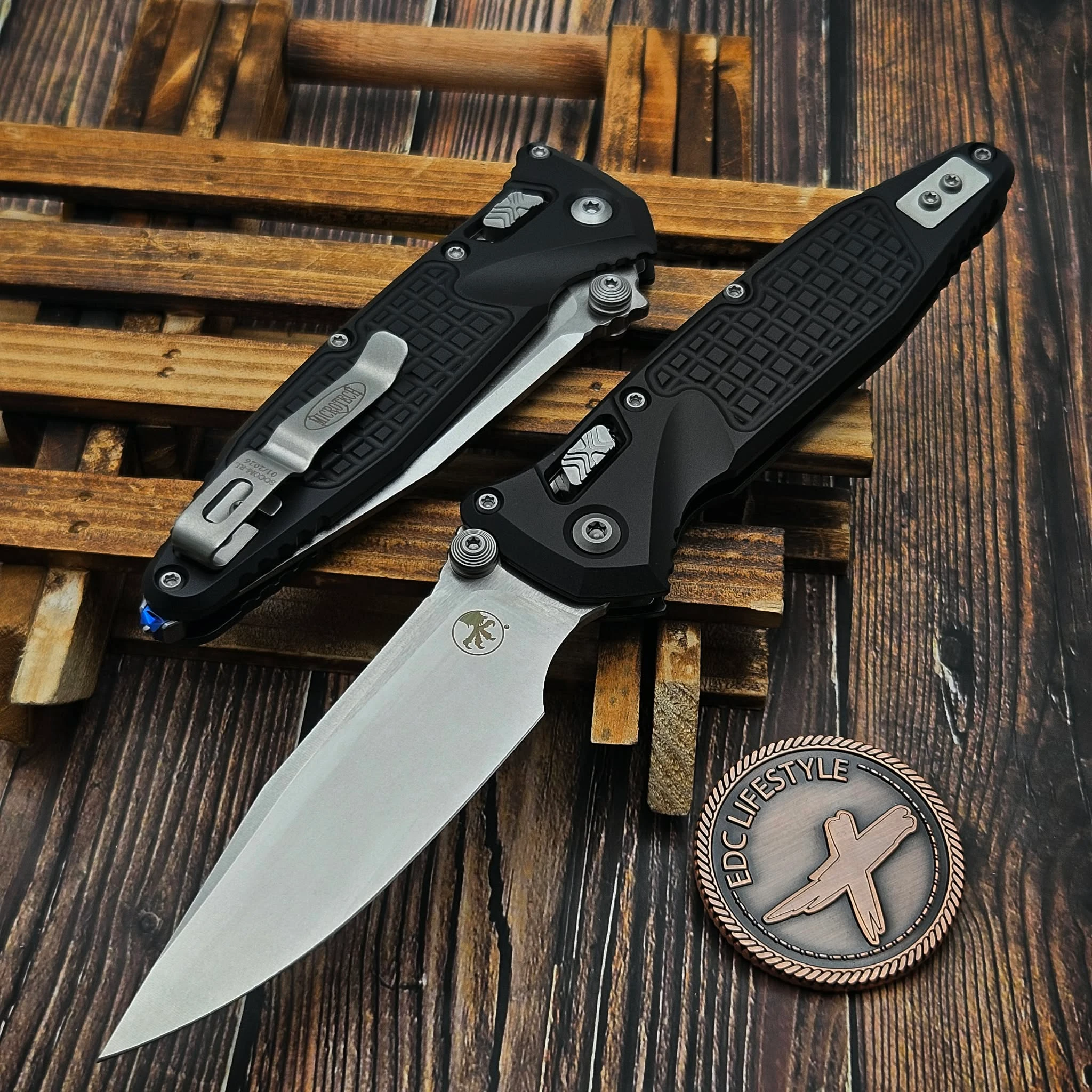 MICROTECH SOCOM RAM-LOK S/E STONEWASH FRAG ALUMINIUM BLACK 160RL-10FR