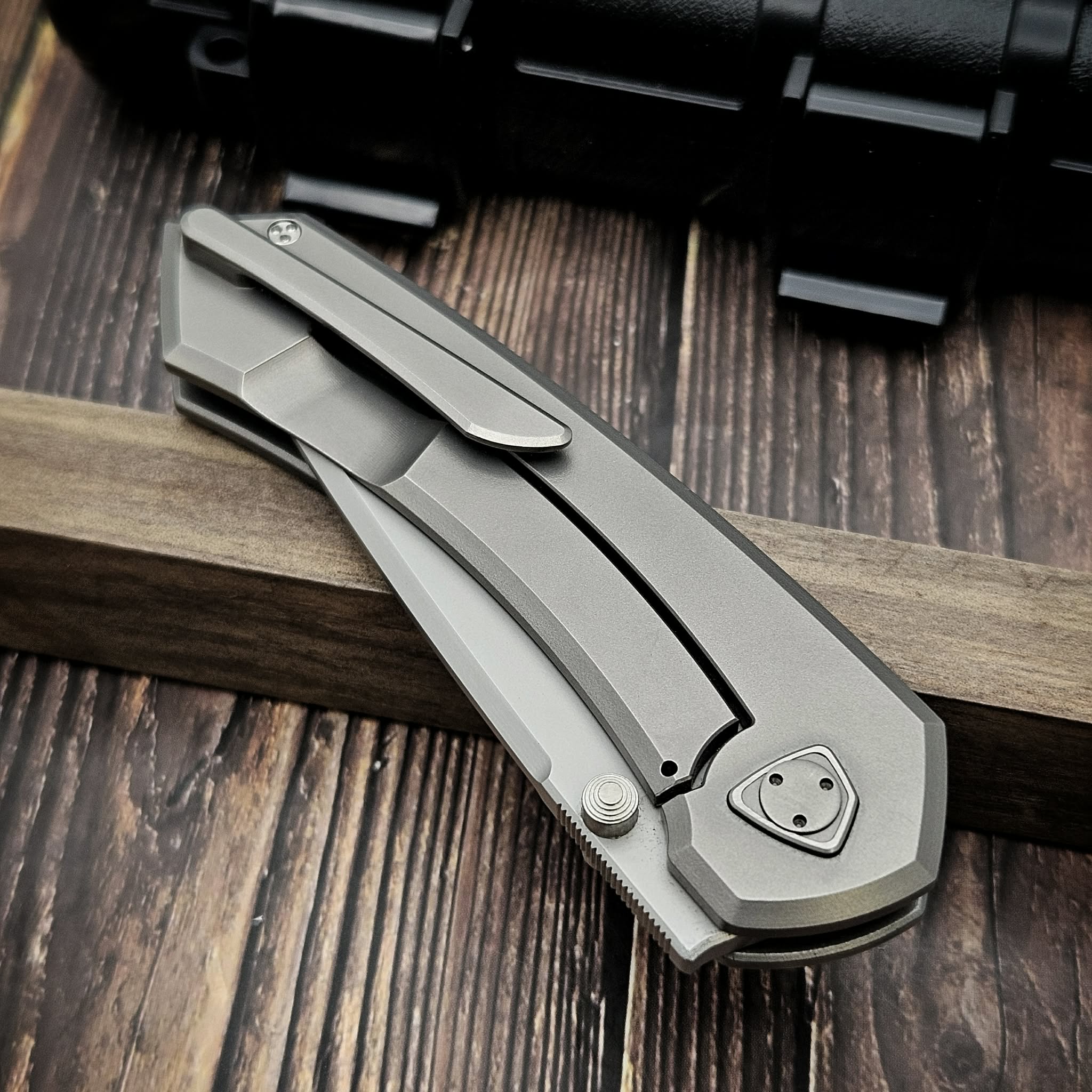 Sharknivco PJ Shiru Zirc Blast Titanium Handle & RWL34 Blade