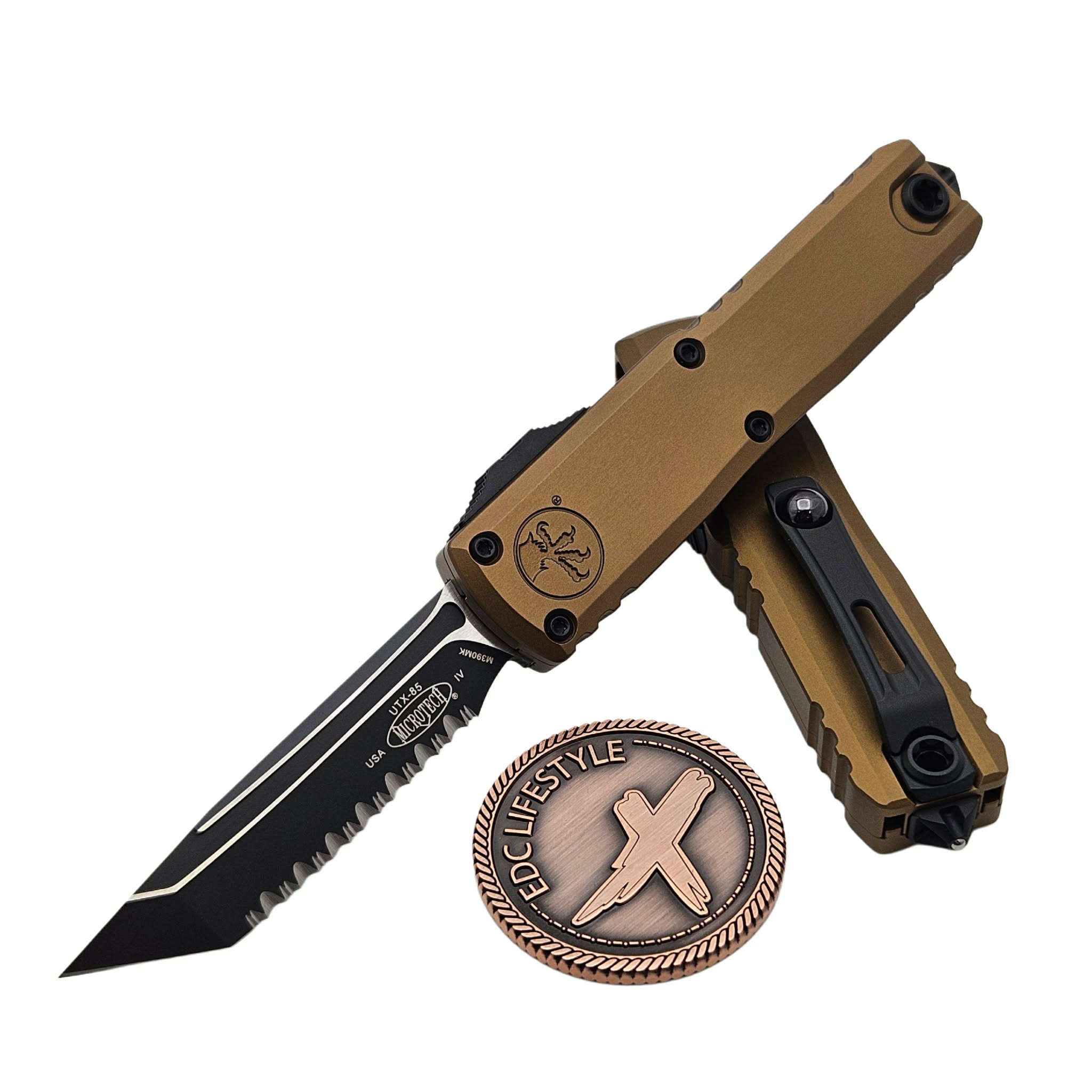 Microtech UTX-85 Gen IV Tan T/E Full Serrated 3.10