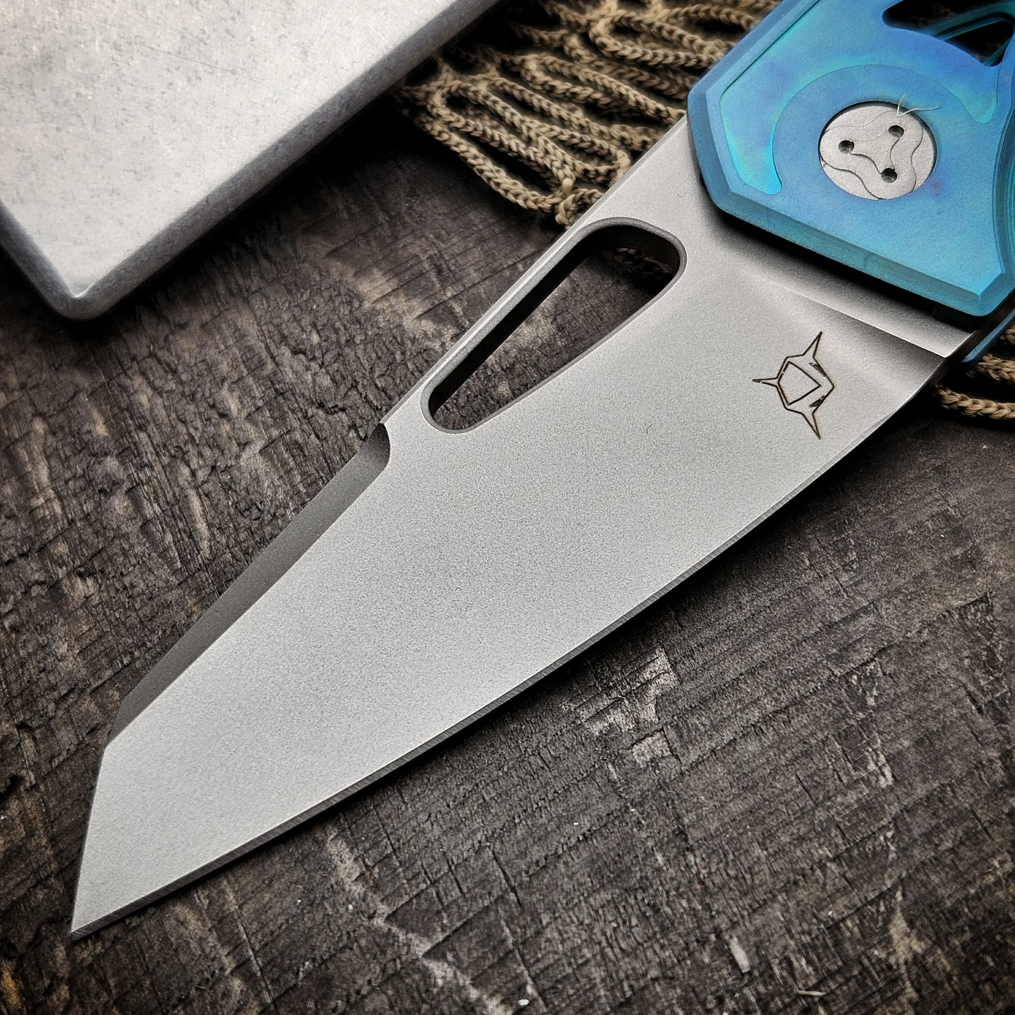 Sharknivco M11 Skeletonized Tiffany Blue Zirblast Titanium Handle
