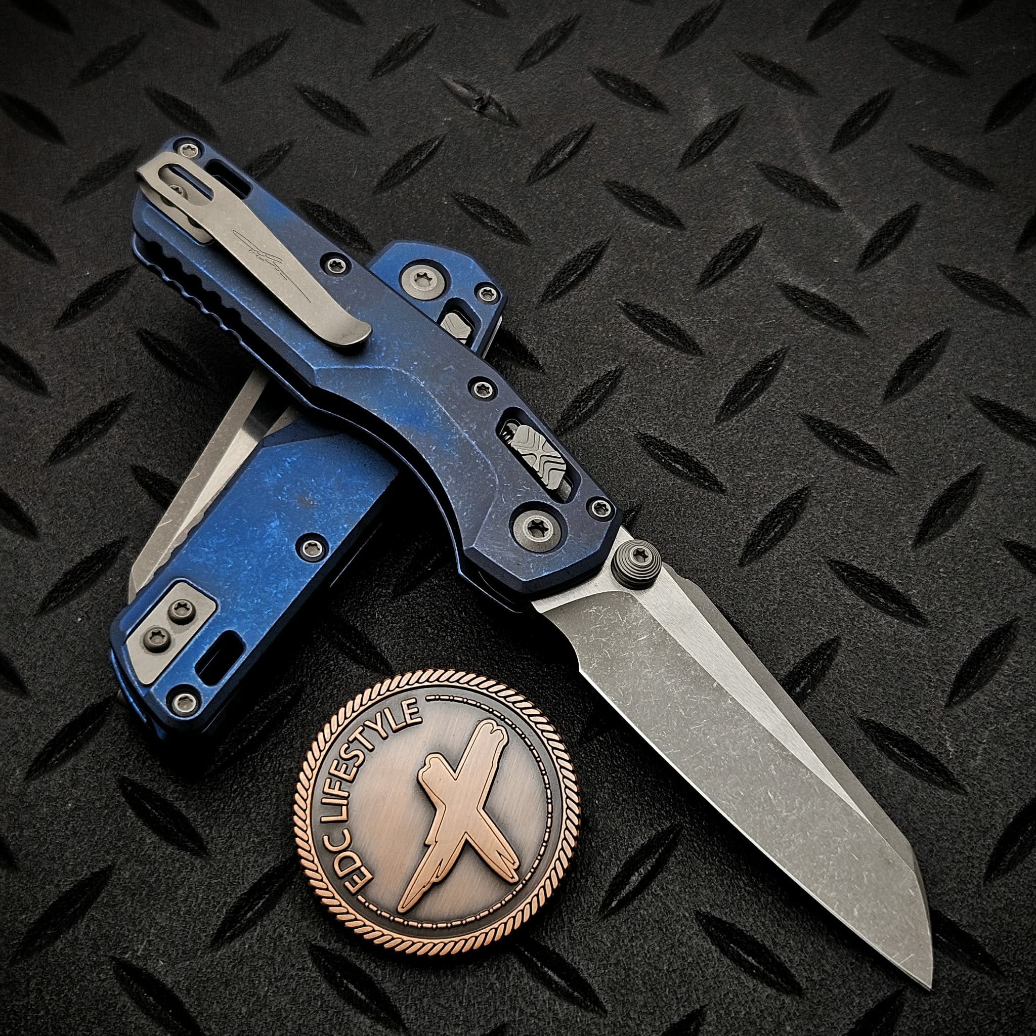 Microtech MSI Ram-Lok Mini Antique Blue Titanium 3.10