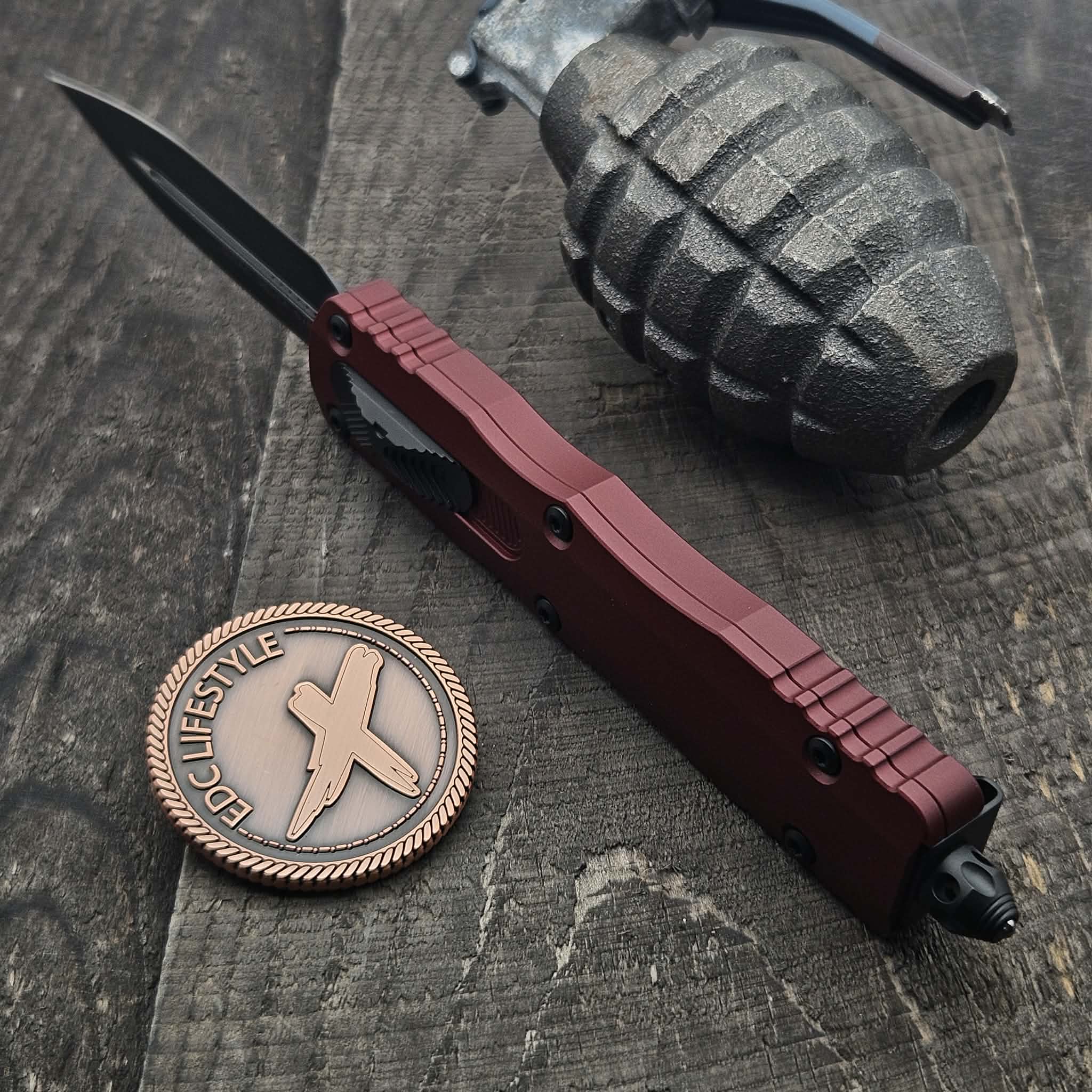 Microtech Dirac Delta Merlot D/E 227-1MR - Grenade Factory Second